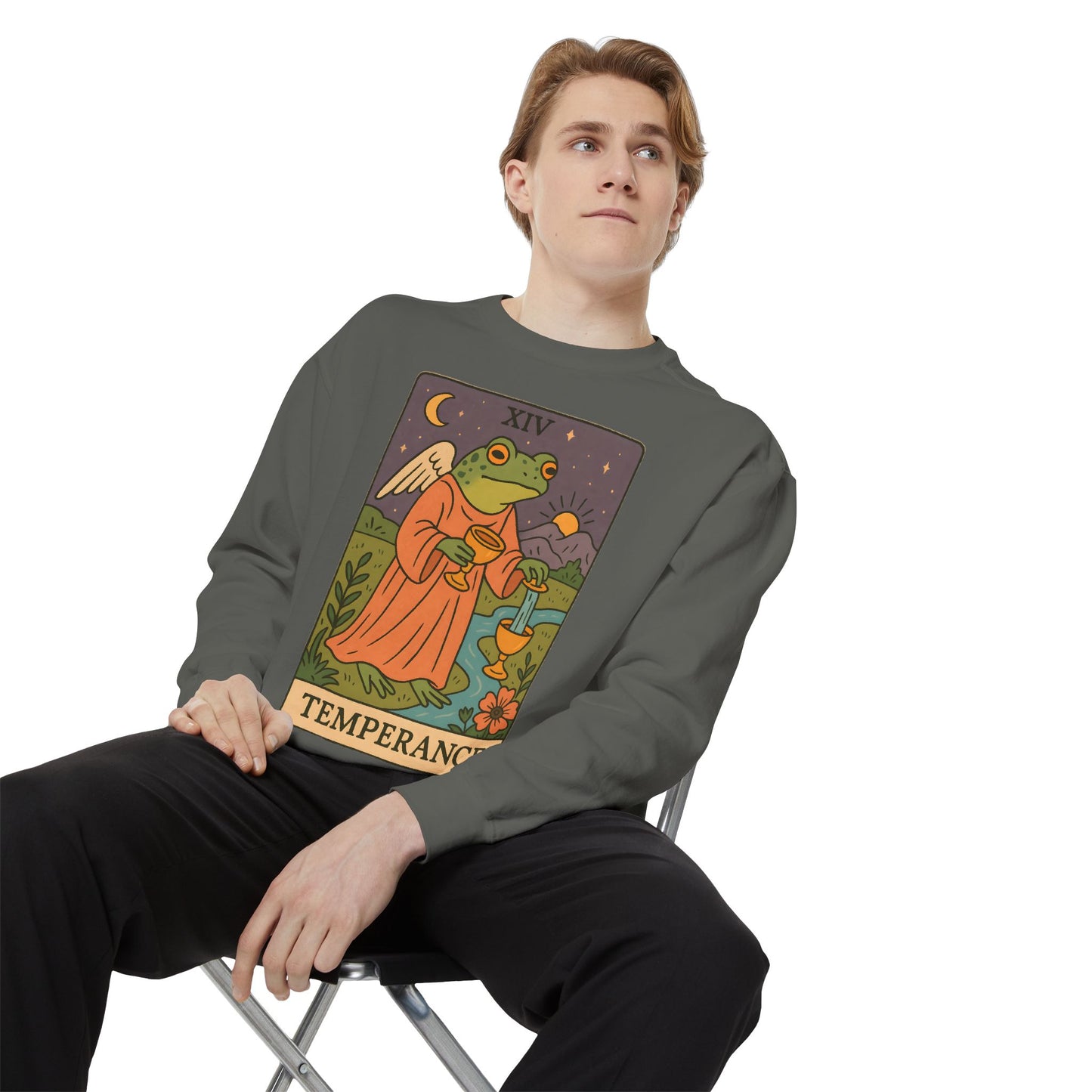 Cozy Tarotoads "Temperance" Unisex Sweatshirt | Adorable Casual Wear, Astrology Apparel, Unique Gift for Tarot Lovers
