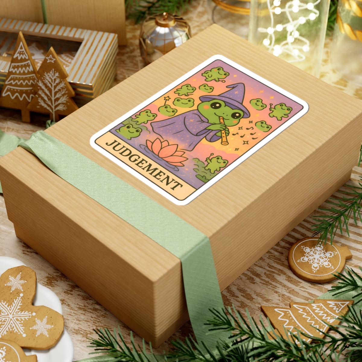 Whimsical Tarotoads! "Judgement" Kiss-Cut Sticker | Fun Outdoor Decor, Laptop Decals, Gift for Animal Lovers, Nature Enthusiasts, and Tarot Fans