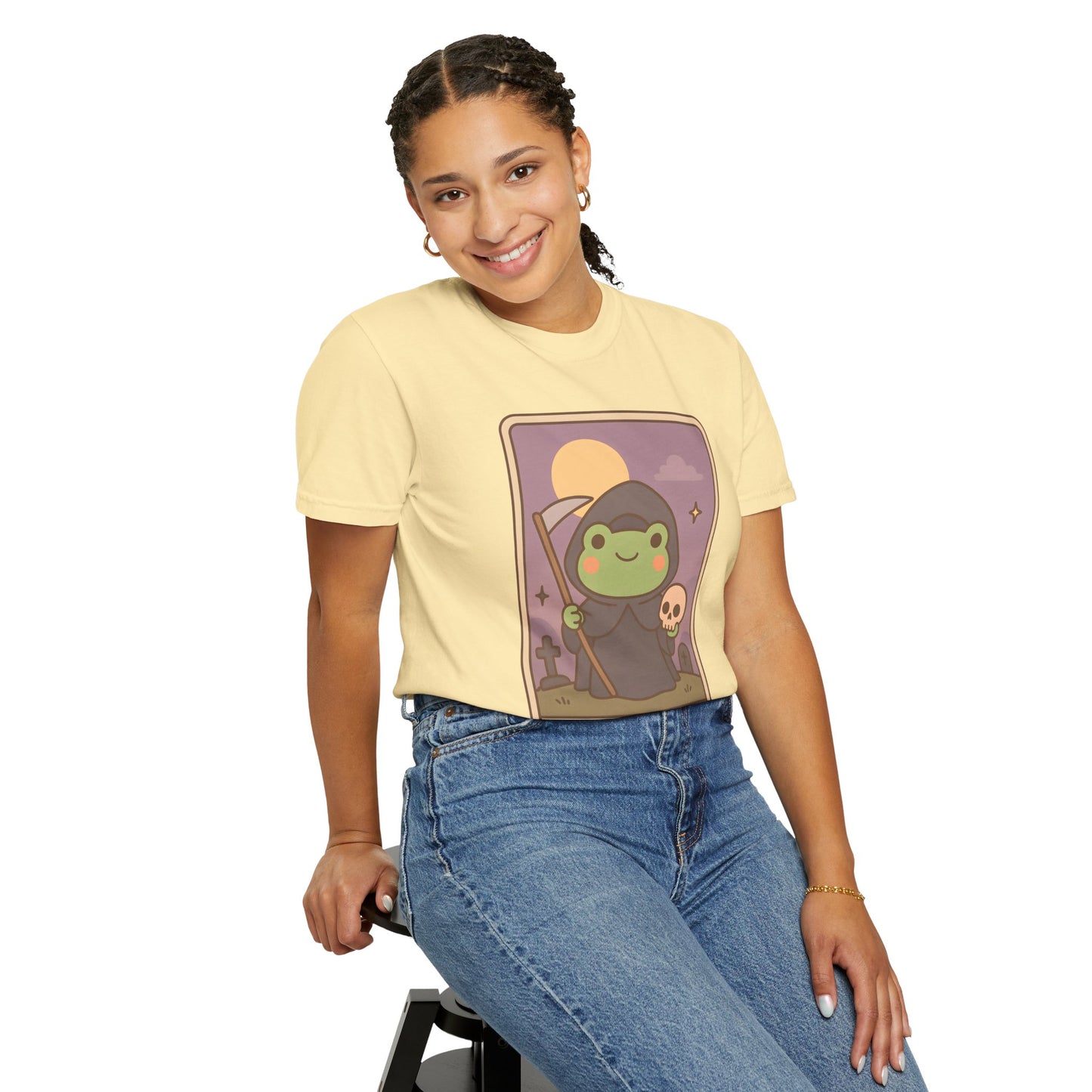 Unisex Garment-Dyed T-Shirt | Adorable Graphic T-shirt | Tarotoads! - “Death"