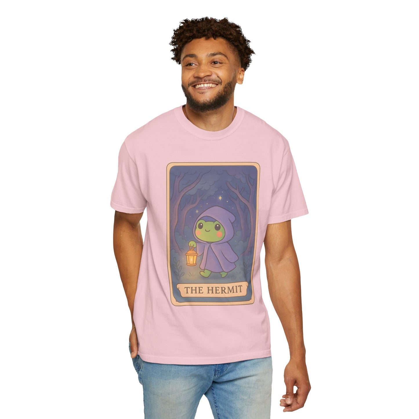 Cute Tarotoads "The Hermit" Unisex T-Shirt | Great for Halloween, Warm And Cozy, Great Gift Idea, Astrology Apparel, Unique Tarot Graphic T-Shirt, Good For Cold Weather