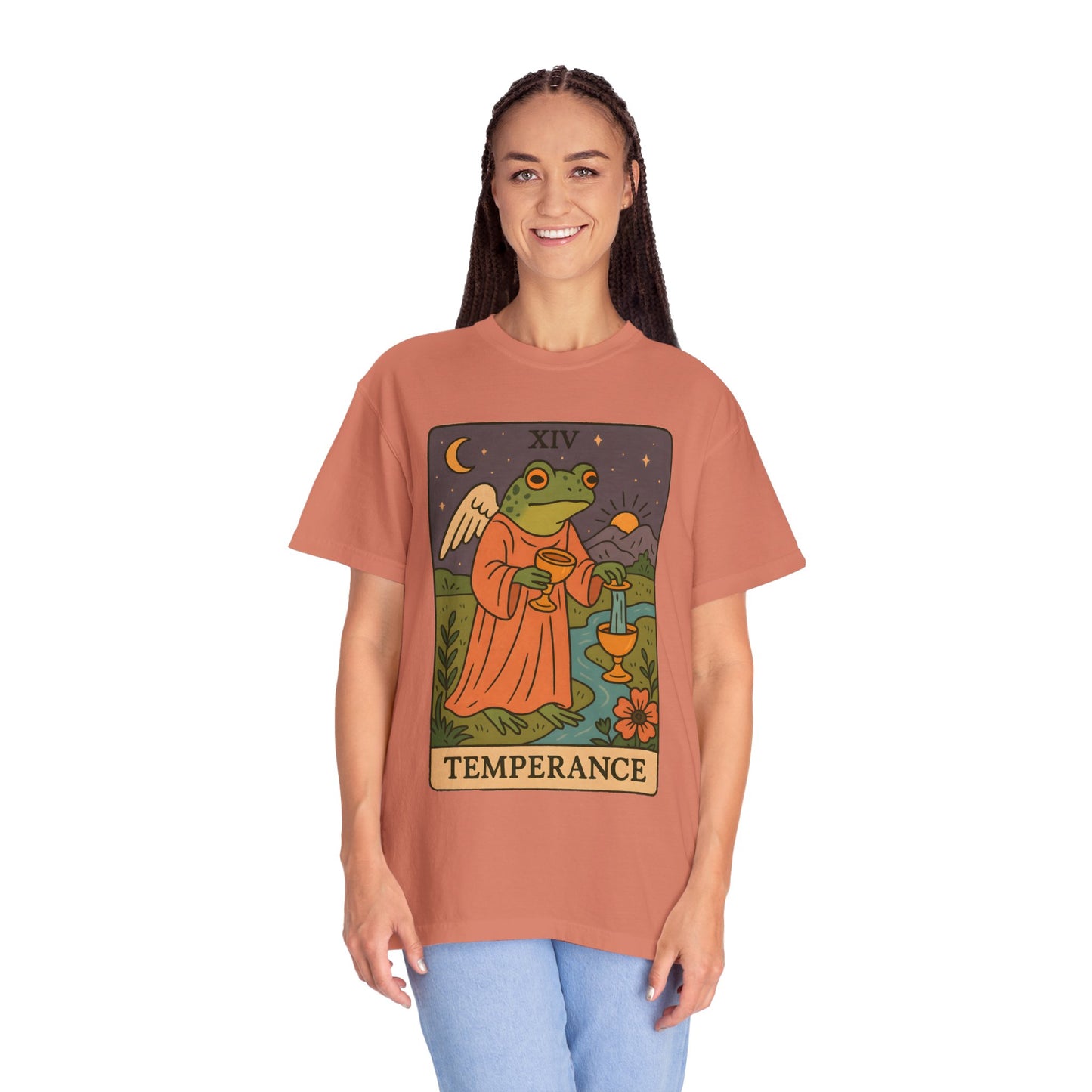 Frog Temperance T-Shirt | Unisex Vintage Style Tee for Nature Lovers, Tarot Fans, Eco-Friendly Gift, Bohemian Apparel, Casual Wear