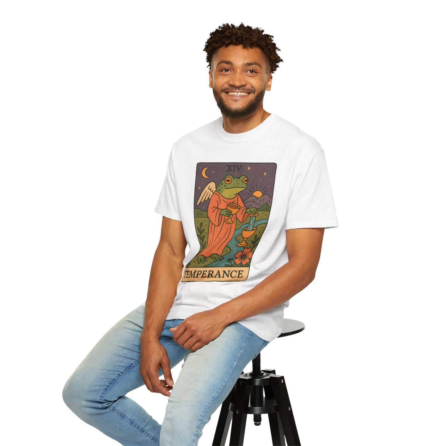 Frog Temperance T-Shirt | Unisex Vintage Style Tee for Nature Lovers, Tarot Fans, Eco-Friendly Gift, Bohemian Apparel, Casual Wear