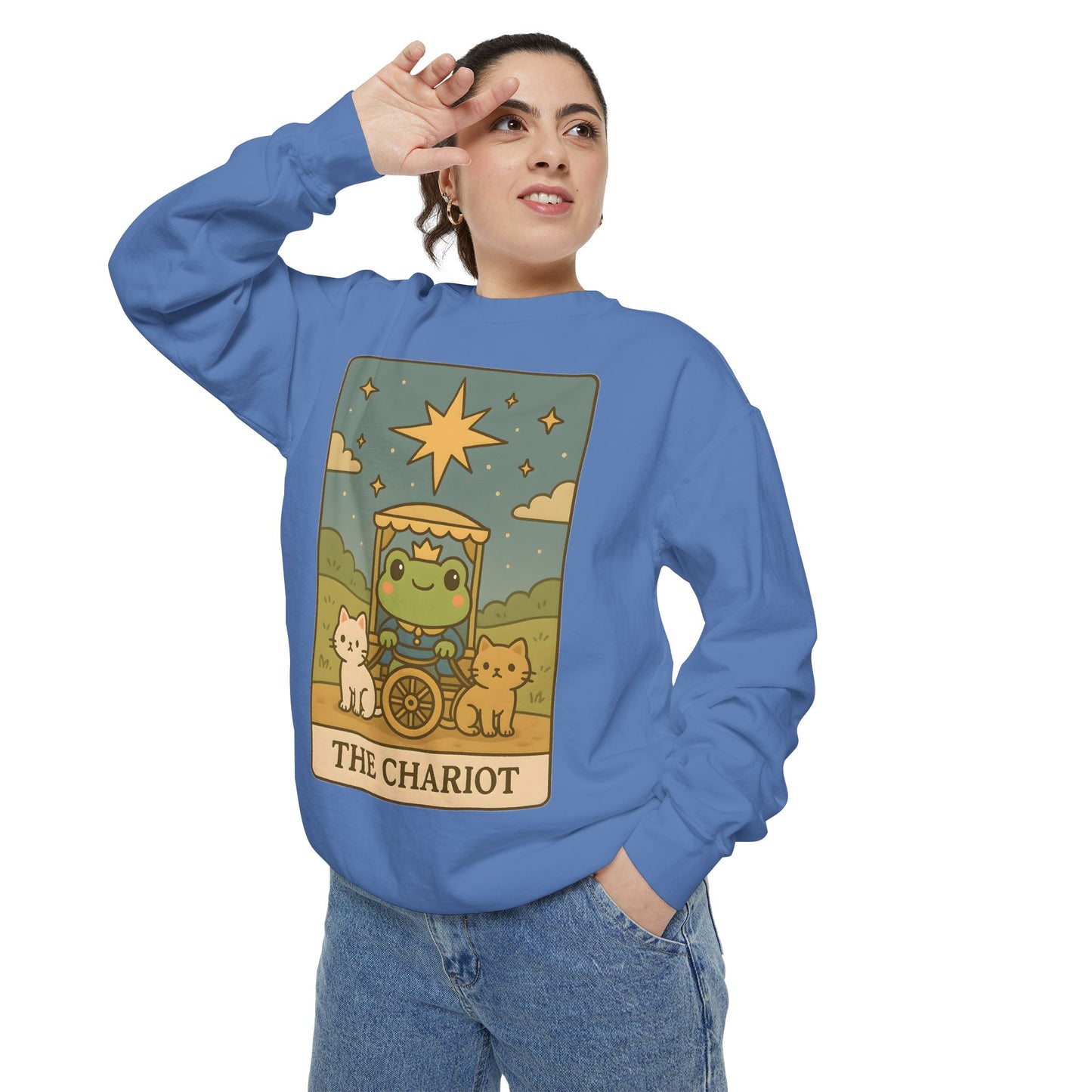 Cozy Tarotoads "The Chariot" Unisex Sweatshirt | Astrology Apparel, Perfect for Halloween, Gift for Friends Family, Great For Frog and Tarot Lovers, Great For Cold Weather