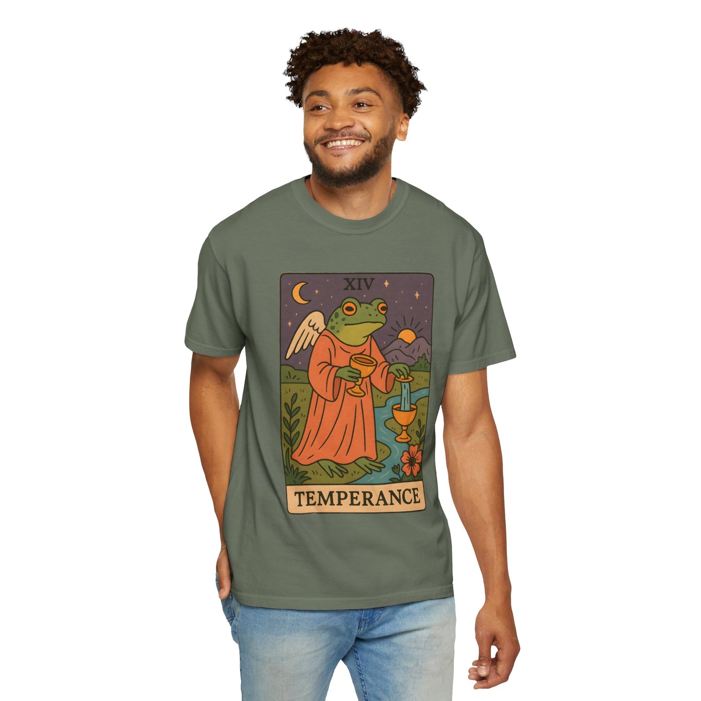 Frog Temperance T-Shirt | Unisex Vintage Style Tee for Nature Lovers, Tarot Fans, Eco-Friendly Gift, Bohemian Apparel, Casual Wear