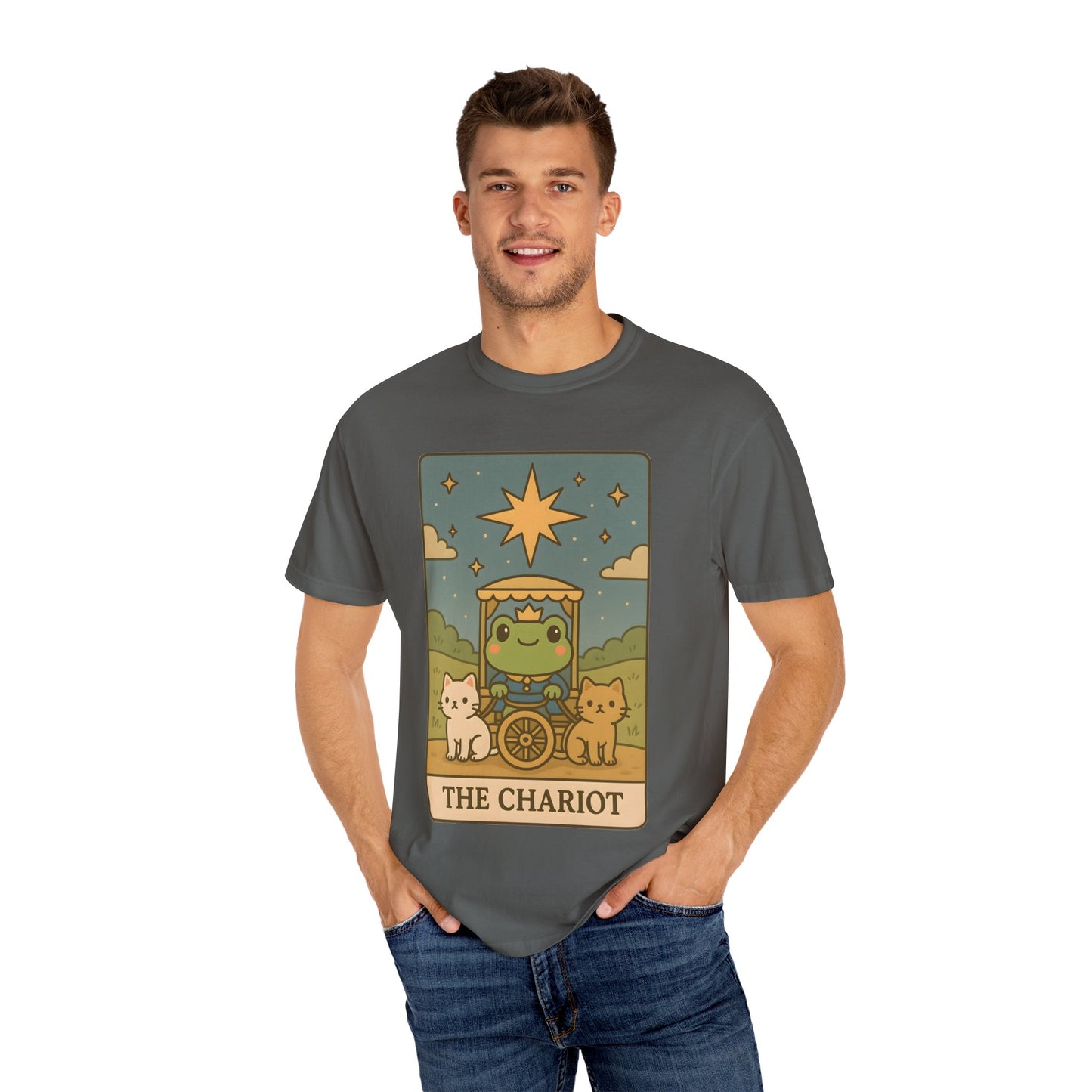 Cute Tarotoads "The Chariot" Unisex T-Shirt | Great for Halloween, Warm And Cozy, Great Gift Idea, Astrology Apparel, Unique Tarot Graphic T-Shirt, Good For Cold Weather