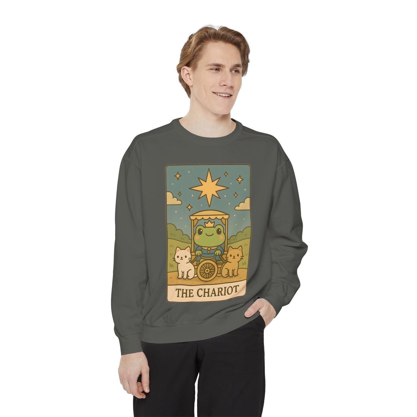 Cozy Tarotoads "The Chariot" Unisex Sweatshirt | Astrology Apparel, Perfect for Halloween, Gift for Friends Family, Great For Frog and Tarot Lovers, Great For Cold Weather