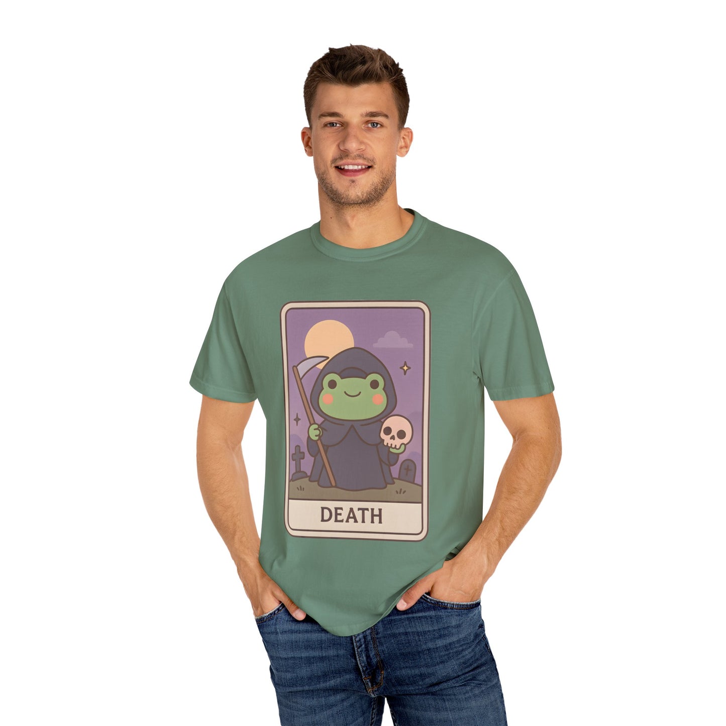 Cute Tarotoads "Death" Unisex T-Shirt | Great for Halloween, Warm And Cozy, Great Gift Idea, Astrology Apparel, Unique Tarot Graphic T-Shirt, Good For Cold Weather