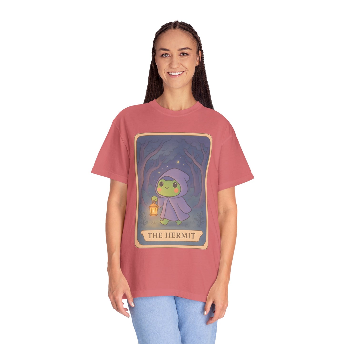 Cute Tarotoads "The Hermit" Unisex T-Shirt | Great for Halloween, Warm And Cozy, Great Gift Idea, Astrology Apparel, Unique Tarot Graphic T-Shirt, Good For Cold Weather