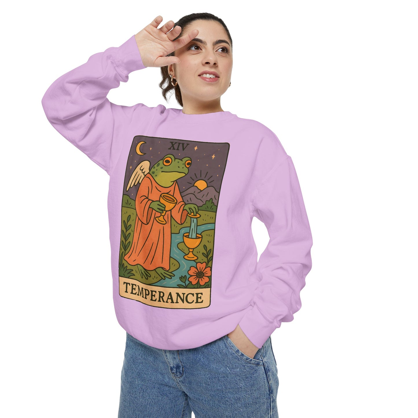 Cozy Tarotoads "Temperance" Unisex Sweatshirt | Adorable Casual Wear, Astrology Apparel, Unique Gift for Tarot Lovers