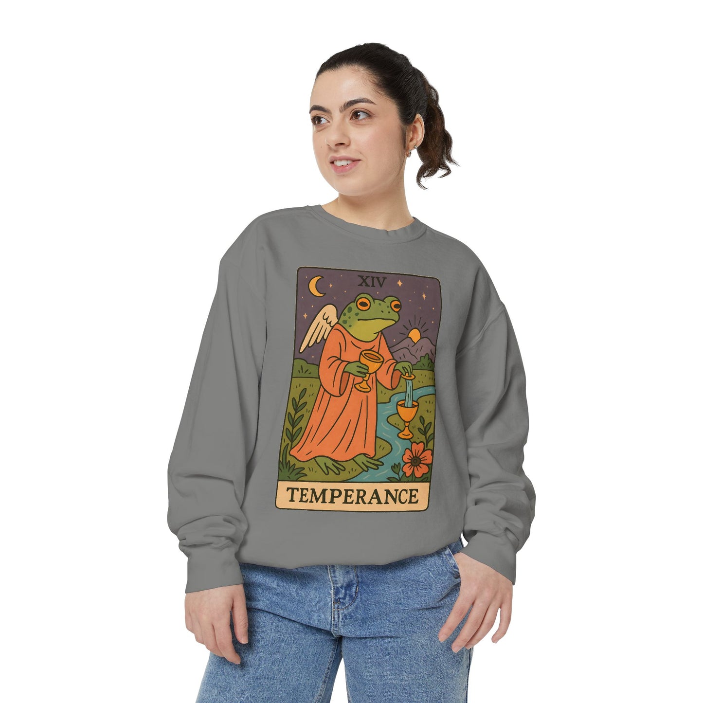 Cozy Tarotoads "Temperance" Unisex Sweatshirt | Adorable Casual Wear, Astrology Apparel, Unique Gift for Tarot Lovers