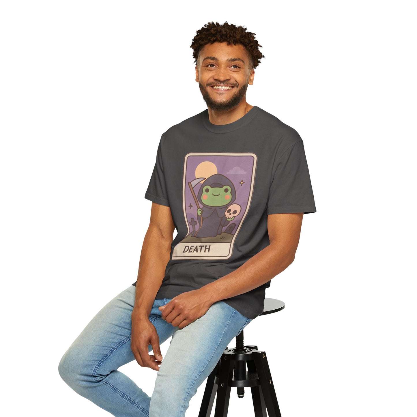 Cute Tarotoads "Death" Unisex T-Shirt | Great for Halloween, Warm And Cozy, Great Gift Idea, Astrology Apparel, Unique Tarot Graphic T-Shirt, Good For Cold Weather