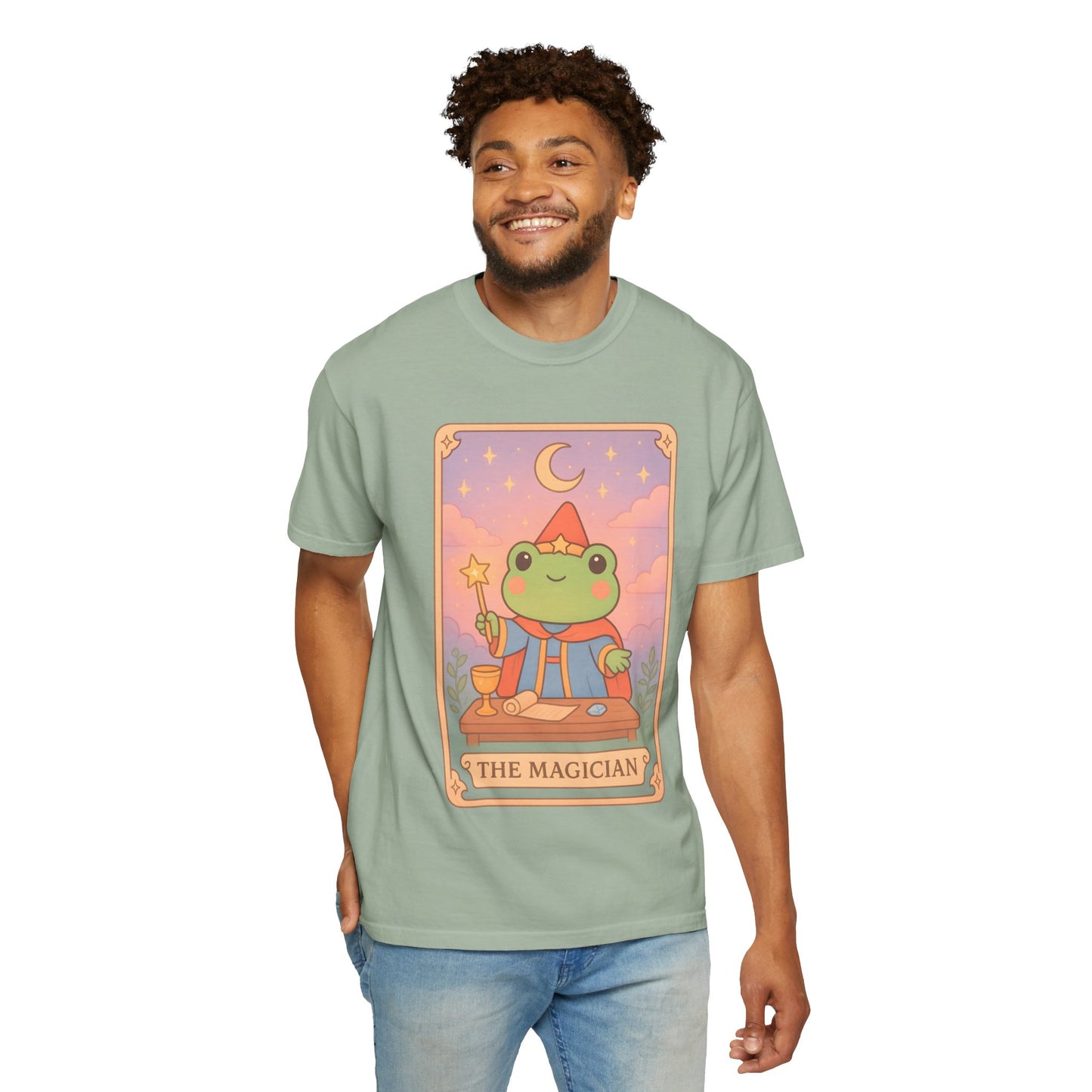Unisex Garment-Dyed T-Shirt | Adorable Graphic T-shirt | Tarotoads! - “The Magician"