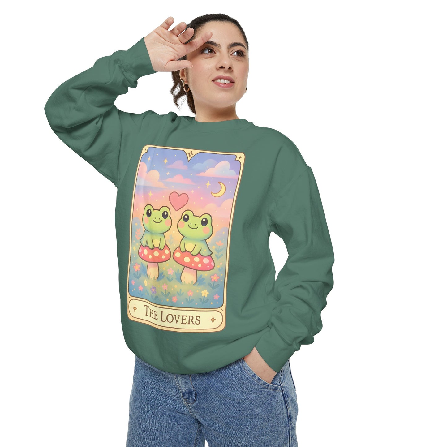 Cozy Tarotoads "The Lovers" Unisex Sweatshirt | Astrology Apparel, Perfect for Halloween, Gift for Friends Family, Great For Frog and Tarot Lovers, Great For Cold Weather