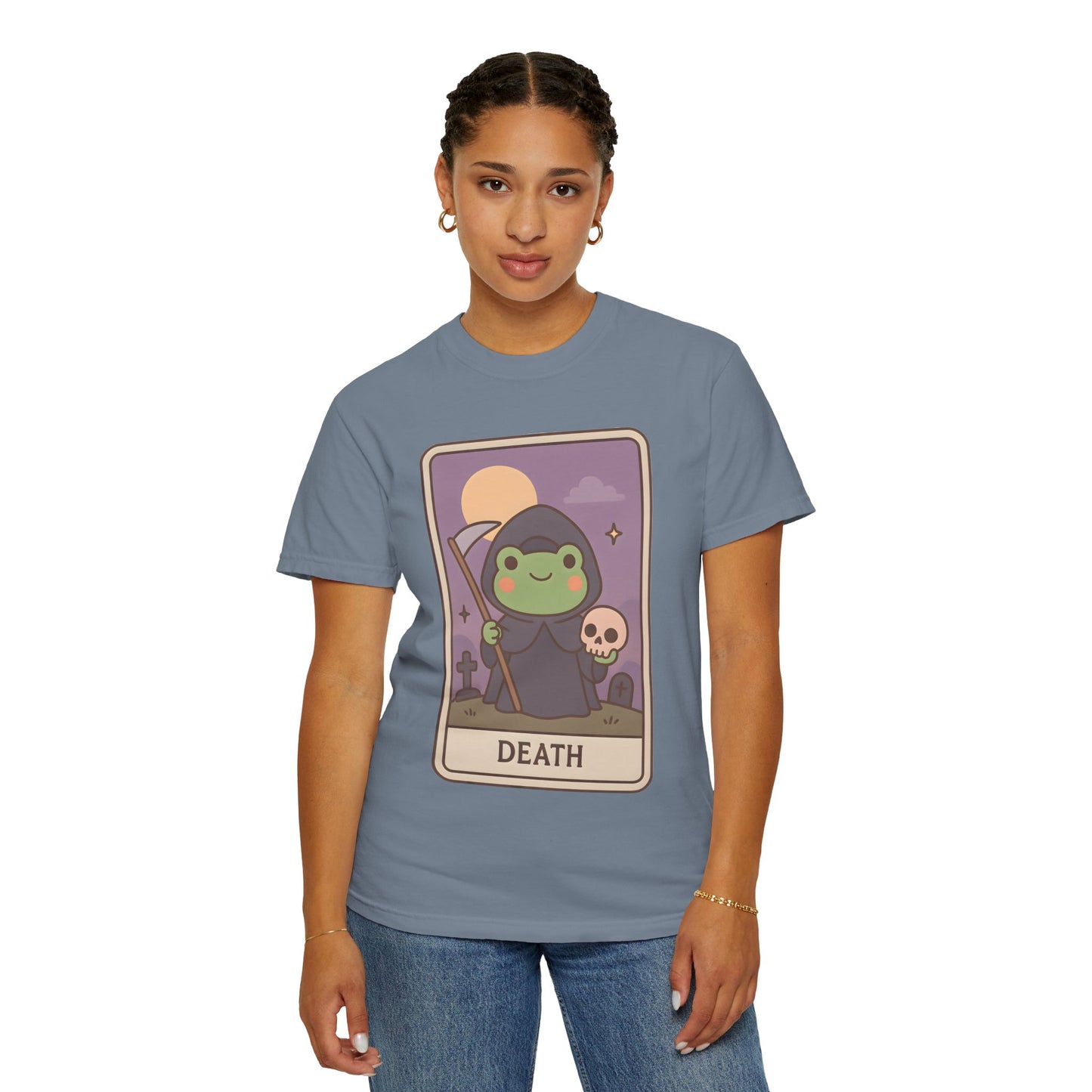 Cute Tarotoads "Death" Unisex T-Shirt | Great for Halloween, Warm And Cozy, Great Gift Idea, Astrology Apparel, Unique Tarot Graphic T-Shirt, Good For Cold Weather