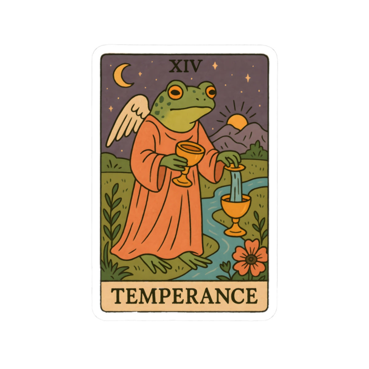 Adorable Tarotoads! "Temperance" Kiss-Cut Sticker | Cute, High-quality Kiss-Cut Stickers for Tarot Lovers, Witchy Decor, Laptop Decal, Journal Accessory, Gift for Friends