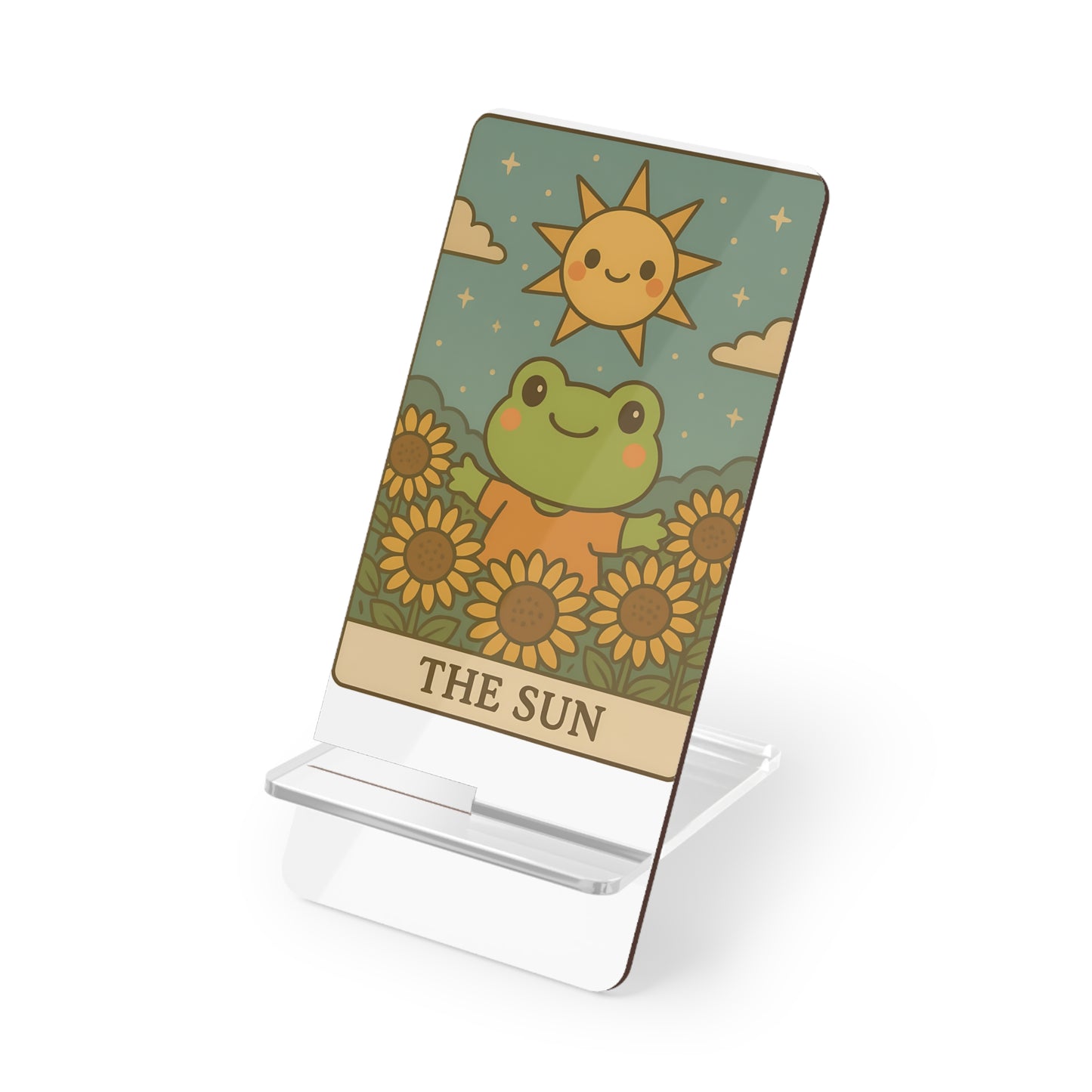 Cute Frog Smartphone Stand - The Sun Design, Desk Accessory, Gift for Nature Lovers, Home Office Decor, Functional Phone Holder