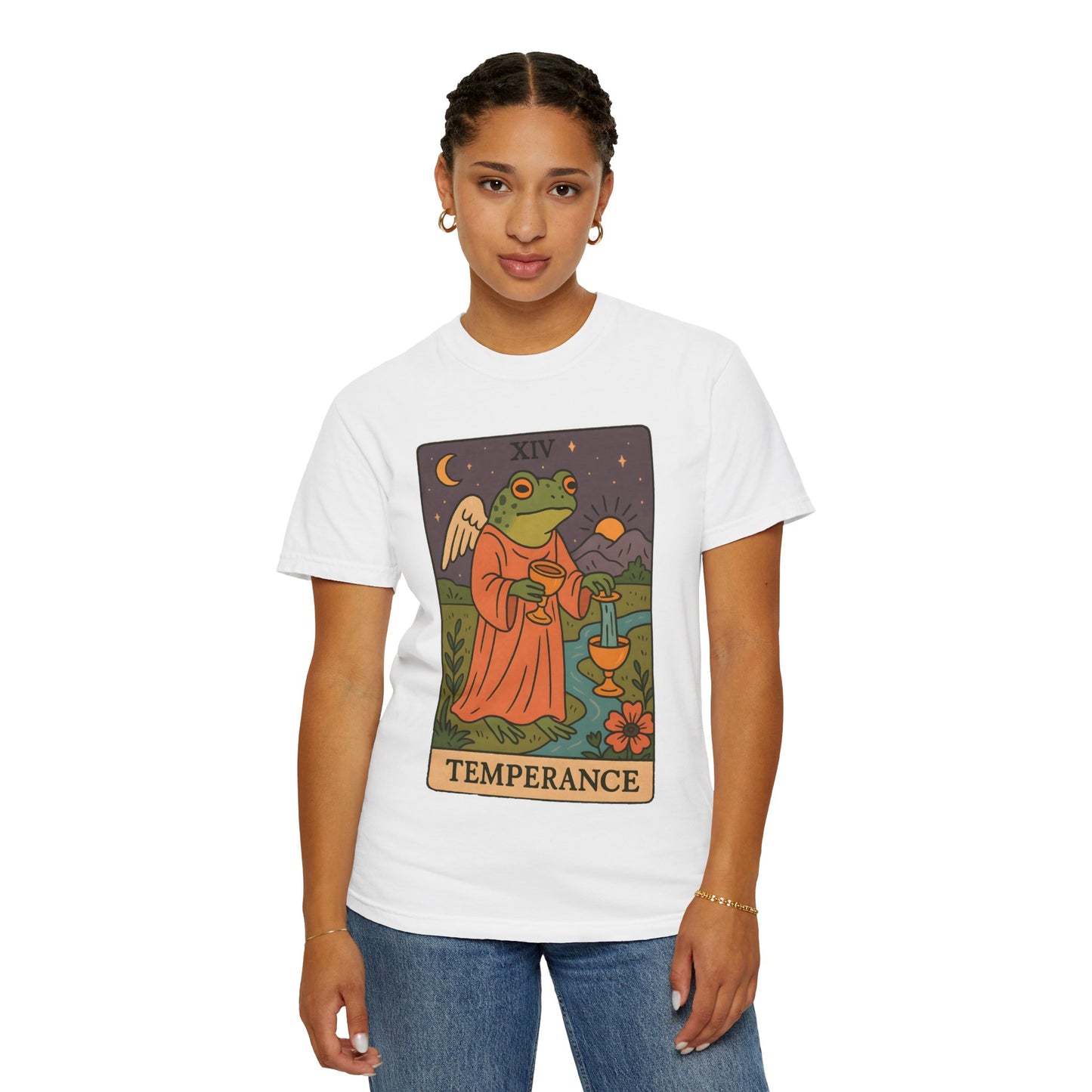 Frog Temperance T-Shirt | Unisex Vintage Style Tee for Nature Lovers, Tarot Fans, Eco-Friendly Gift, Bohemian Apparel, Casual Wear