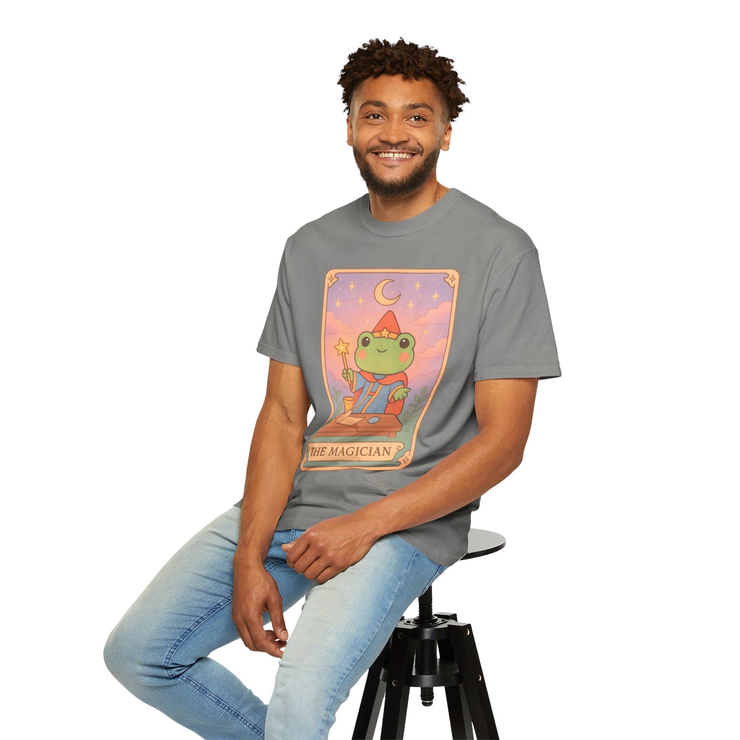 Unisex Garment-Dyed T-Shirt | Adorable Graphic T-shirt | Tarotoads! - “The Magician"