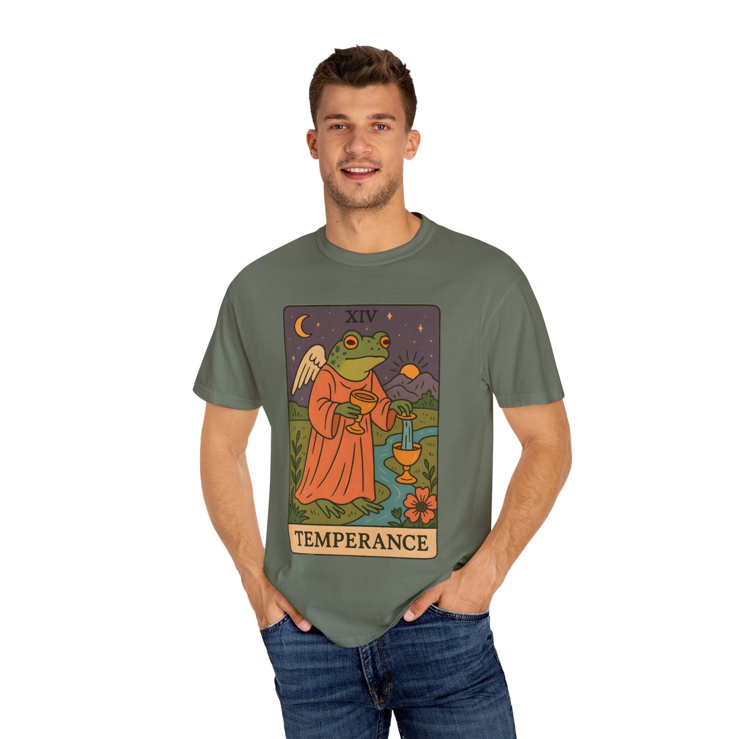 Frog Temperance T-Shirt | Unisex Vintage Style Tee for Nature Lovers, Tarot Fans, Eco-Friendly Gift, Bohemian Apparel, Casual Wear