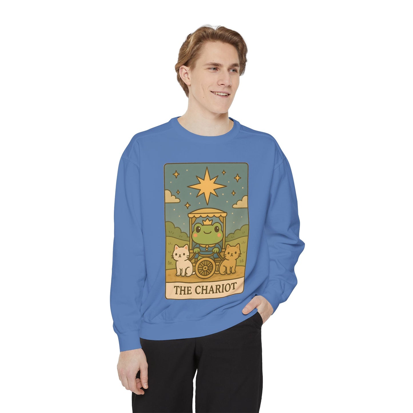 Cozy Tarotoads "The Chariot" Unisex Sweatshirt | Astrology Apparel, Perfect for Halloween, Gift for Friends Family, Great For Frog and Tarot Lovers, Great For Cold Weather