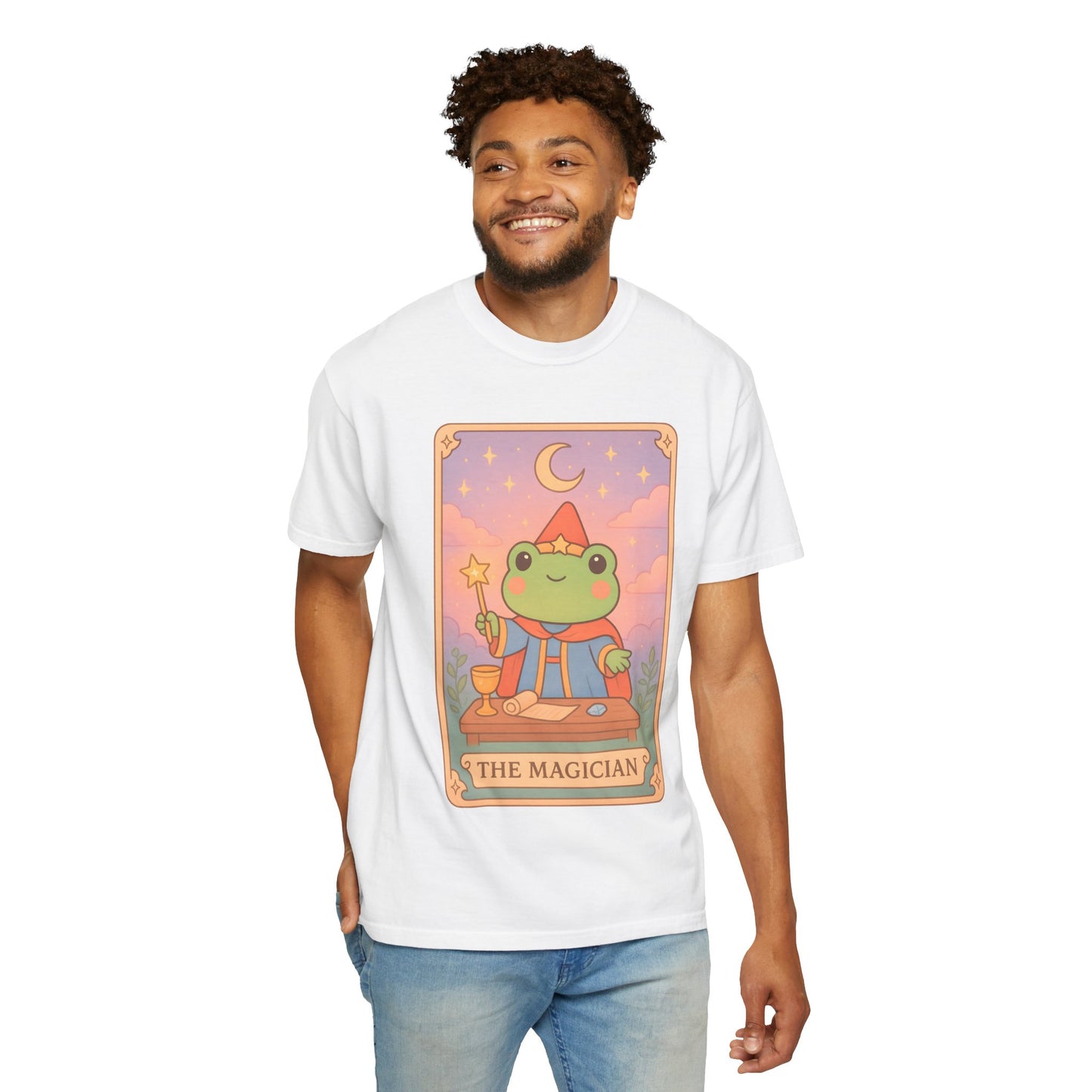 Unisex Garment-Dyed T-Shirt | Adorable Graphic T-shirt | Tarotoads! - “The Magician"
