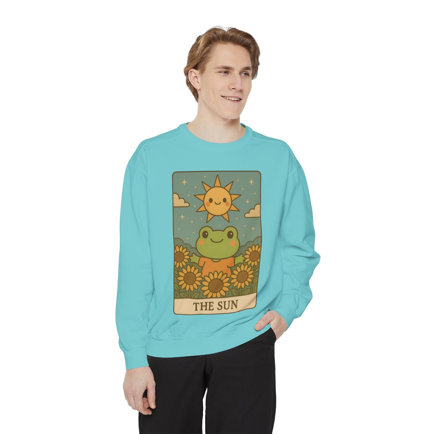 Cozy Tarotoads! "The Sun" Unisex Sweatshirt | Happy Frog Sun Sweatshirt, Unisex Pullover, Cozy Gift, Nature Lovers Apparel, Warm Fashion, Thoughtful Present