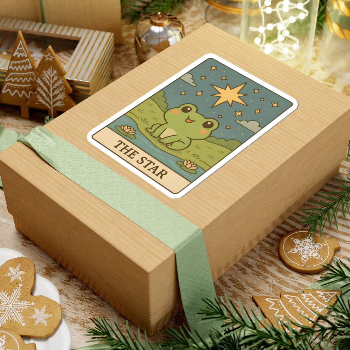 Adorable Tarotoads! "The Star" Kiss-Cut Sticker | Whimsical Nature Decor, Cute Frog Accessories, Eco-Friendly Gift, Laptop Stickers, Astrological Themed