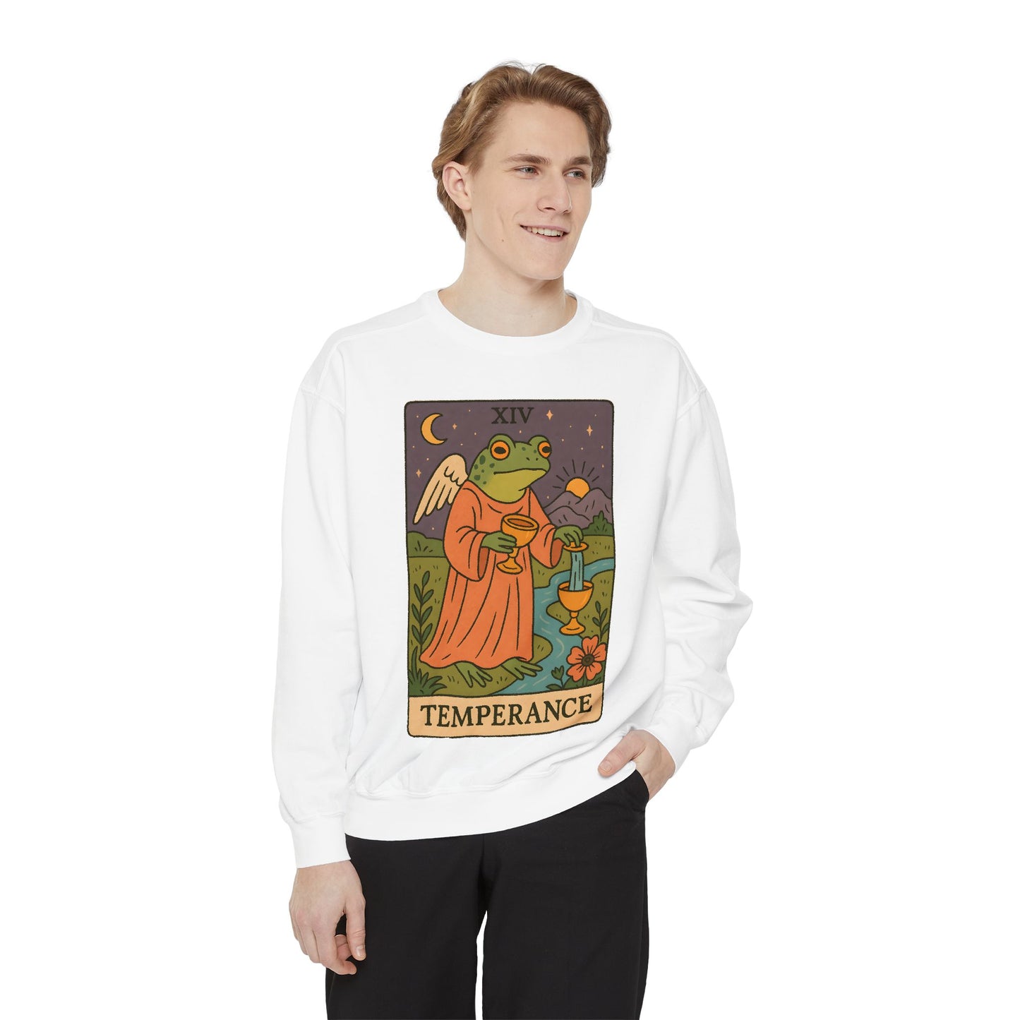 Cozy Tarotoads "Temperance" Unisex Sweatshirt | Adorable Casual Wear, Astrology Apparel, Unique Gift for Tarot Lovers
