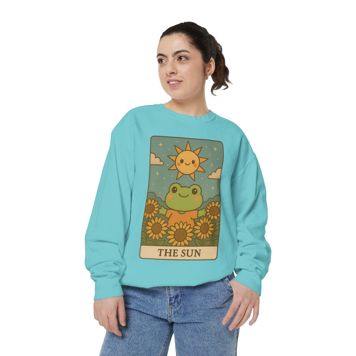 Cozy Tarotoads! "The Sun" Unisex Sweatshirt | Happy Frog Sun Sweatshirt, Unisex Pullover, Cozy Gift, Nature Lovers Apparel, Warm Fashion, Thoughtful Present