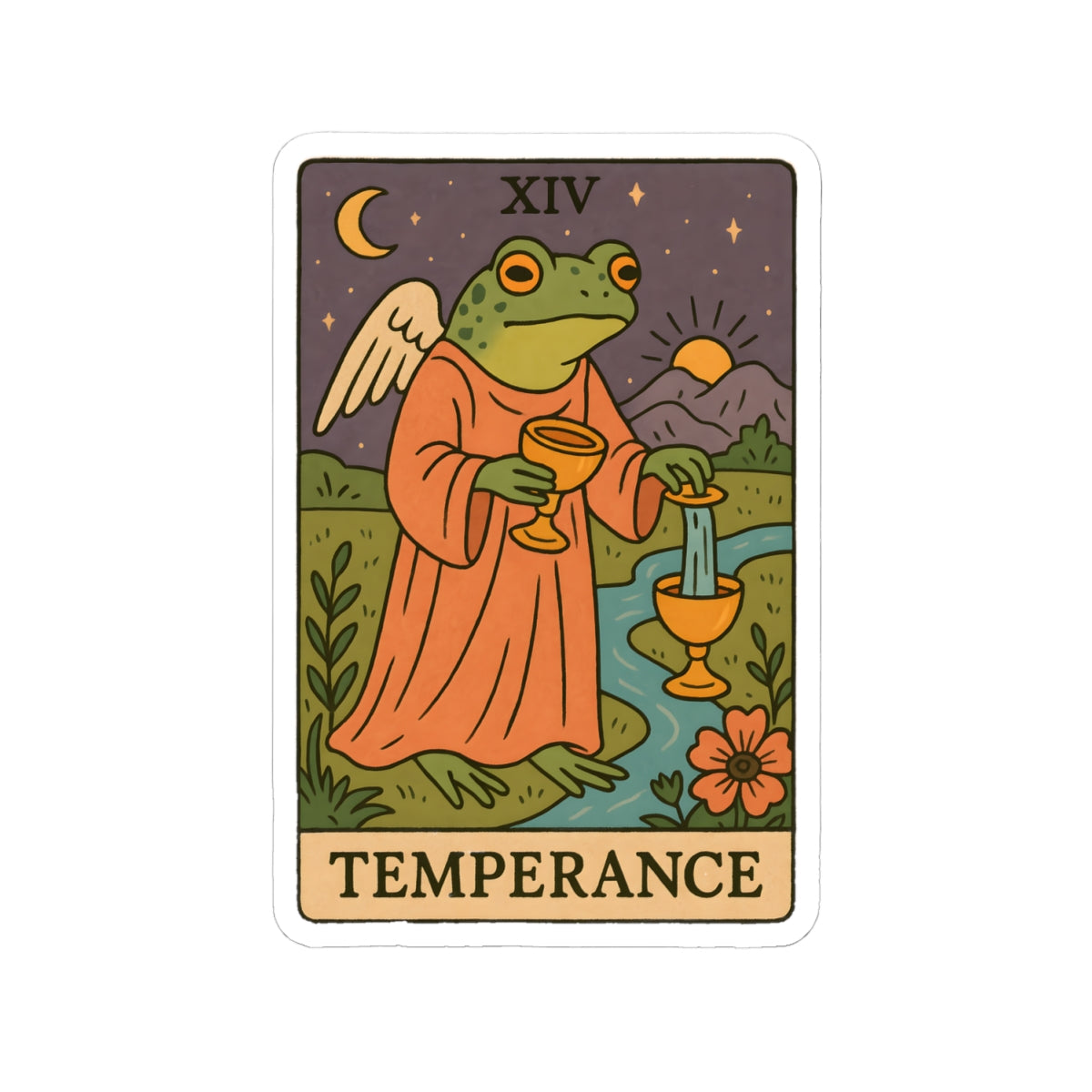 Adorable Tarotoads! "Temperance" Kiss-Cut Sticker | Cute, High-quality Kiss-Cut Stickers for Tarot Lovers, Witchy Decor, Laptop Decal, Journal Accessory, Gift for Friends