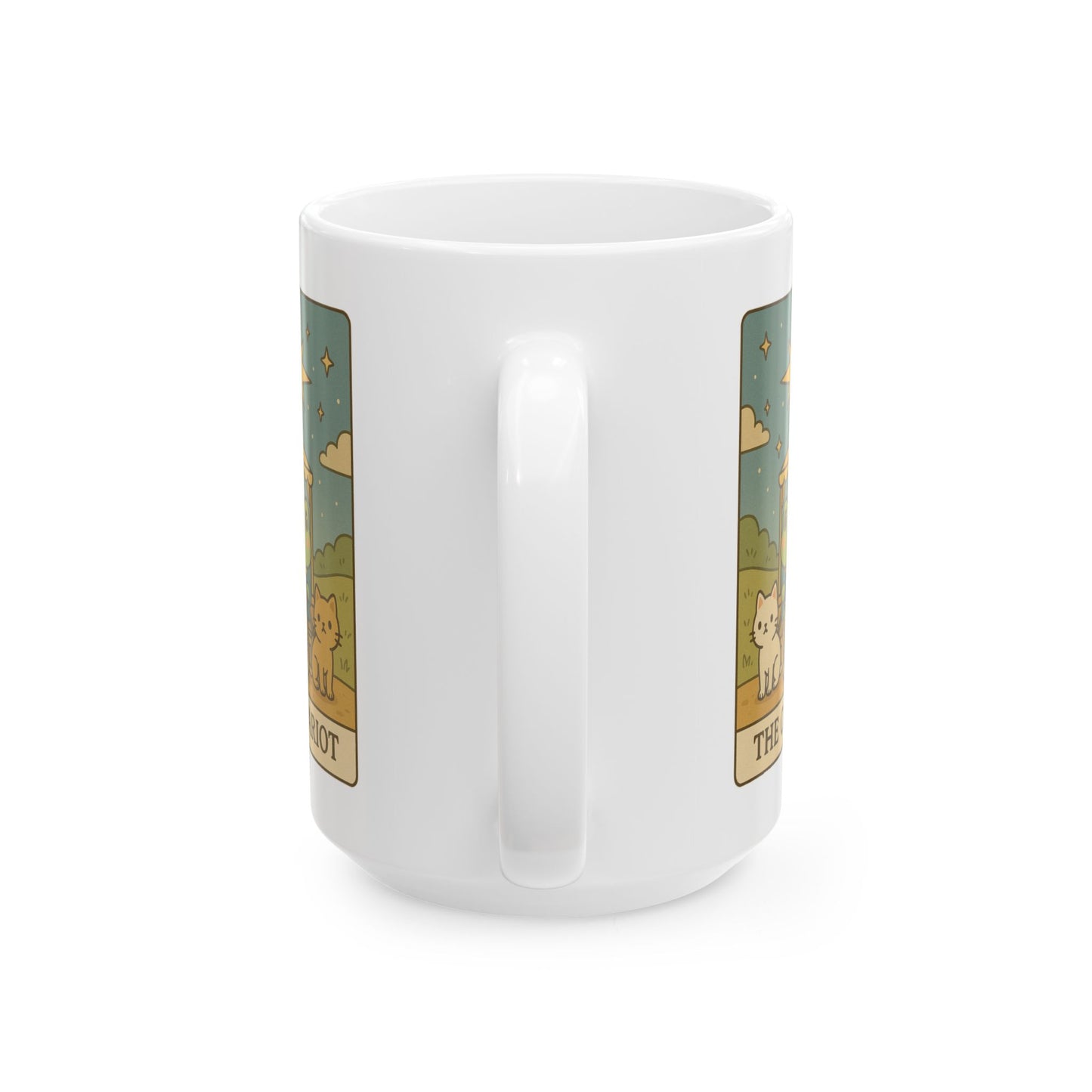 Adorable Tarotoads! "The Chariot" White Ceramic Mug | Perfect for Coffee Lovers, Gift Ideas, Home Office Decor, Birthday, Animal Enthusiasts