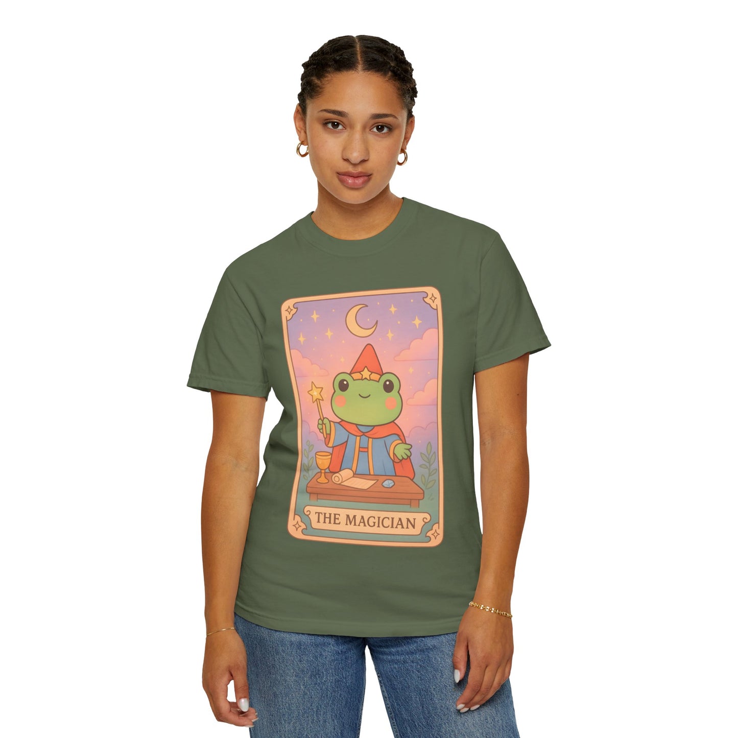 Unisex Garment-Dyed T-Shirt | Adorable Graphic T-shirt | Tarotoads! - “The Magician"