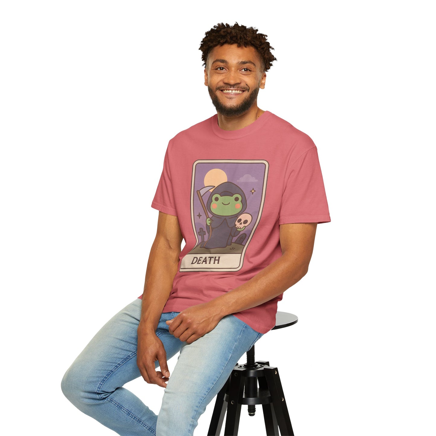 Cute Tarotoads "Death" Unisex T-Shirt | Great for Halloween, Warm And Cozy, Great Gift Idea, Astrology Apparel, Unique Tarot Graphic T-Shirt, Good For Cold Weather