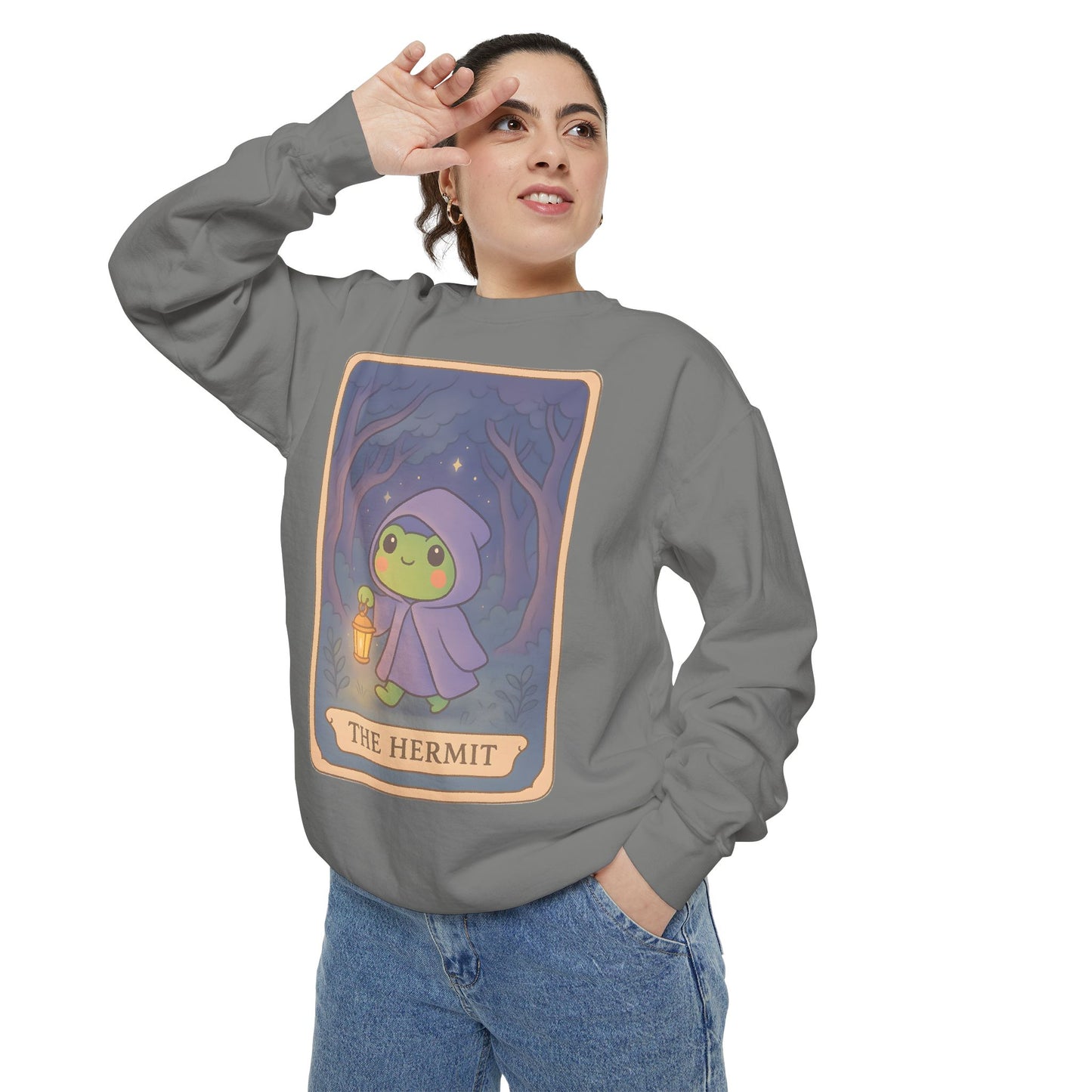 Cozy Tarotoads "The Hermit" Unisex Sweatshirt | Gift for Tarot Lovers, Astrology Apparel, Casual Everyday Wear