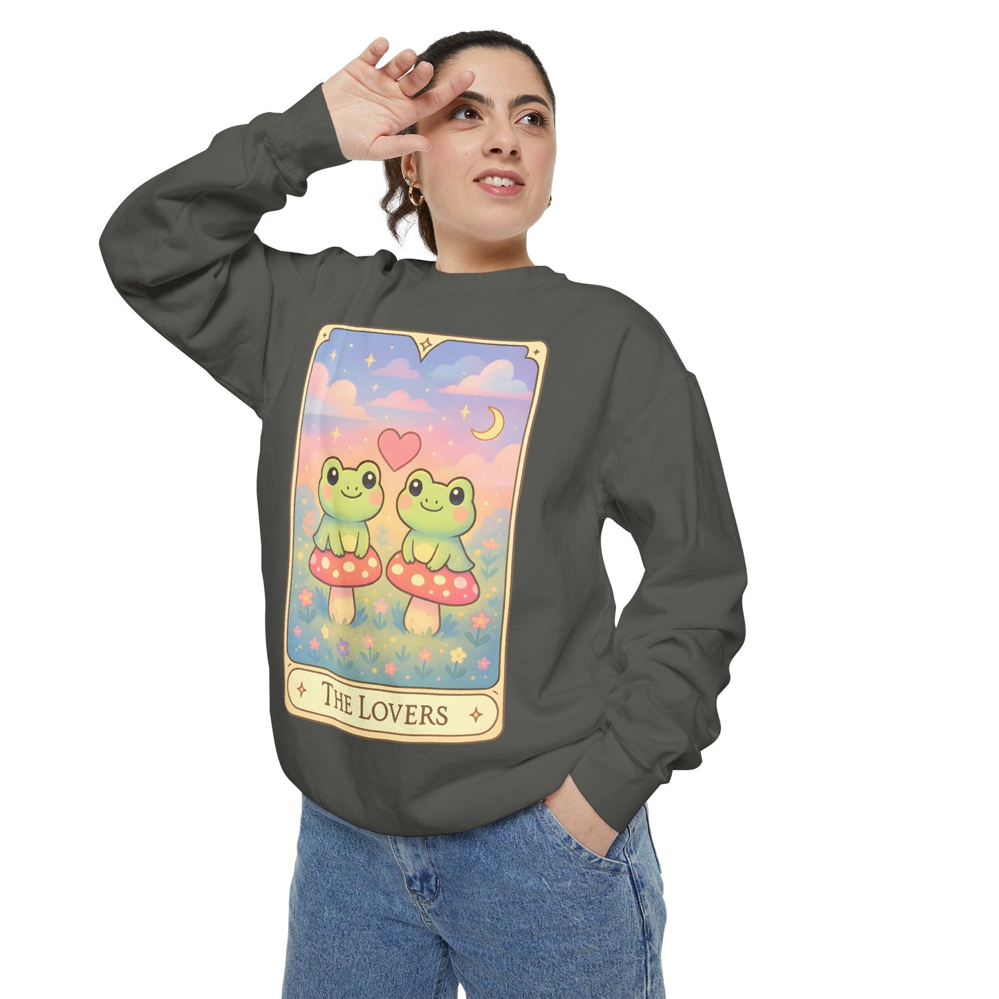 Cozy Tarotoads "The Lovers" Unisex Sweatshirt | Astrology Apparel, Perfect for Halloween, Gift for Friends Family, Great For Frog and Tarot Lovers, Great For Cold Weather