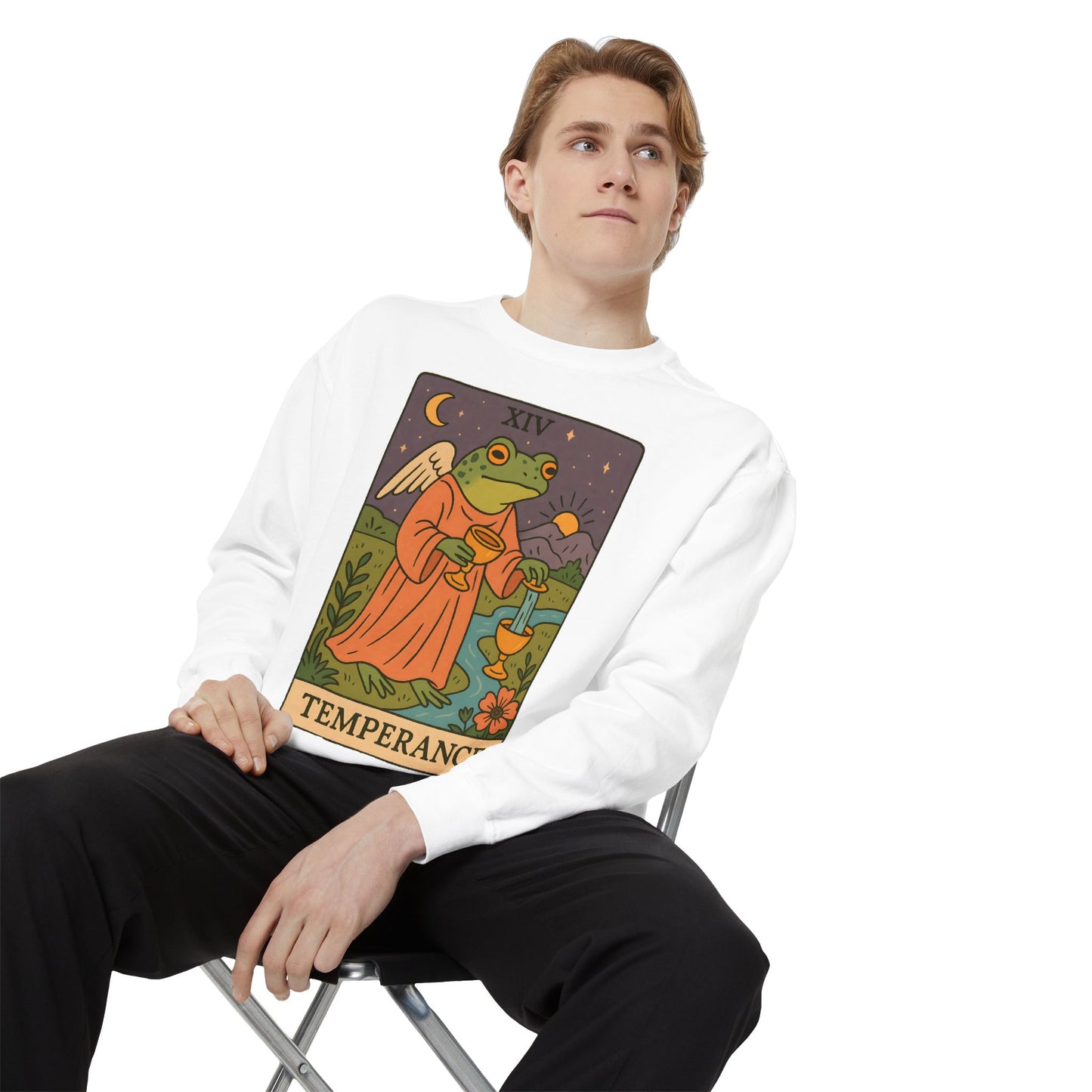Cozy Tarotoads "Temperance" Unisex Sweatshirt | Adorable Casual Wear, Astrology Apparel, Unique Gift for Tarot Lovers