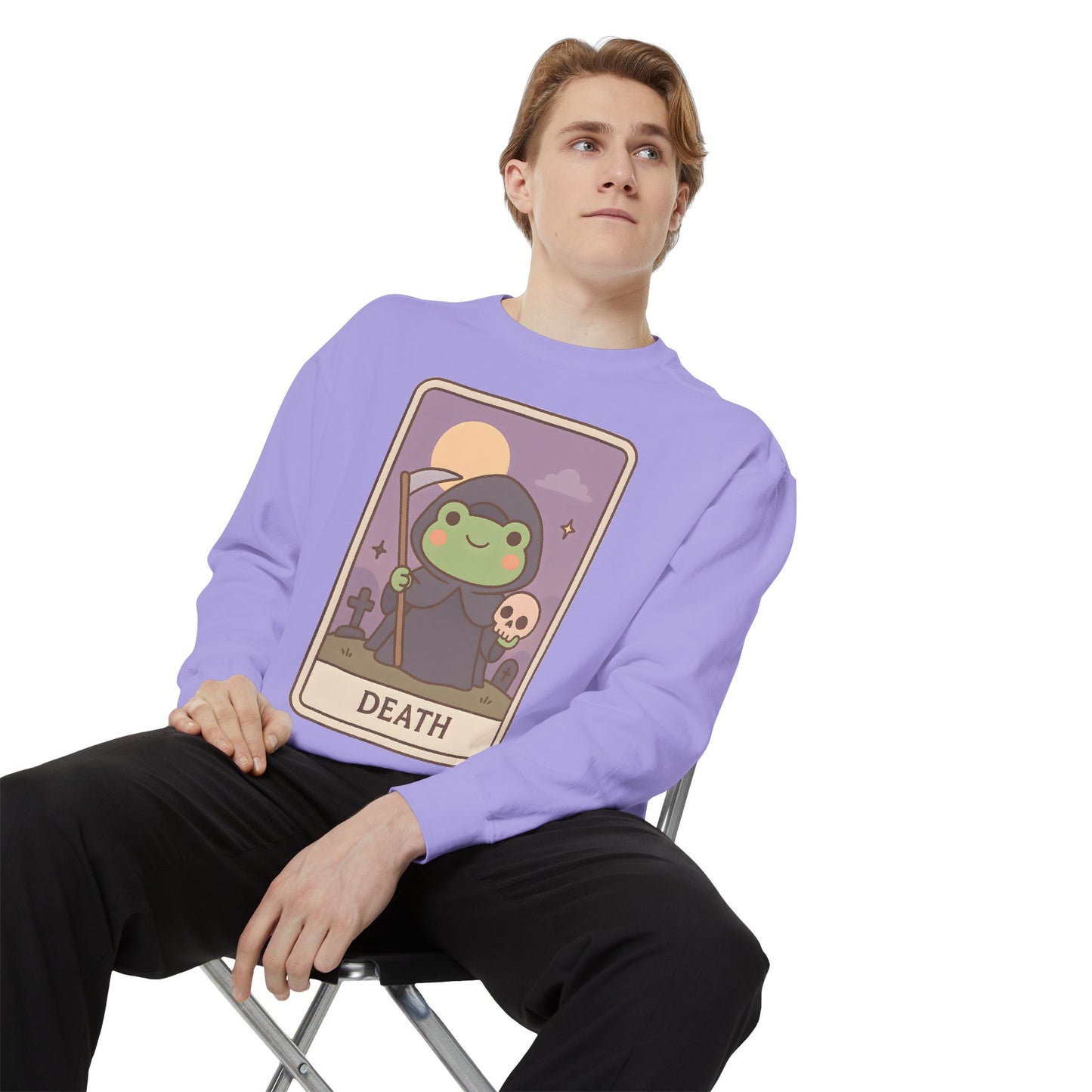 Cozy Tarotoads "Death" Unisex Sweatshirt | Astrology Apparel, Perfect for Halloween, Gift for Friends Family, Great For Frog and Tarot Lovers, Great For Cold Weather