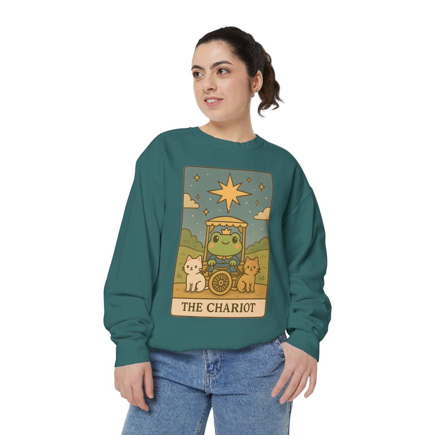 Cozy Tarotoads "The Chariot" Unisex Sweatshirt | Astrology Apparel, Perfect for Halloween, Gift for Friends Family, Great For Frog and Tarot Lovers, Great For Cold Weather