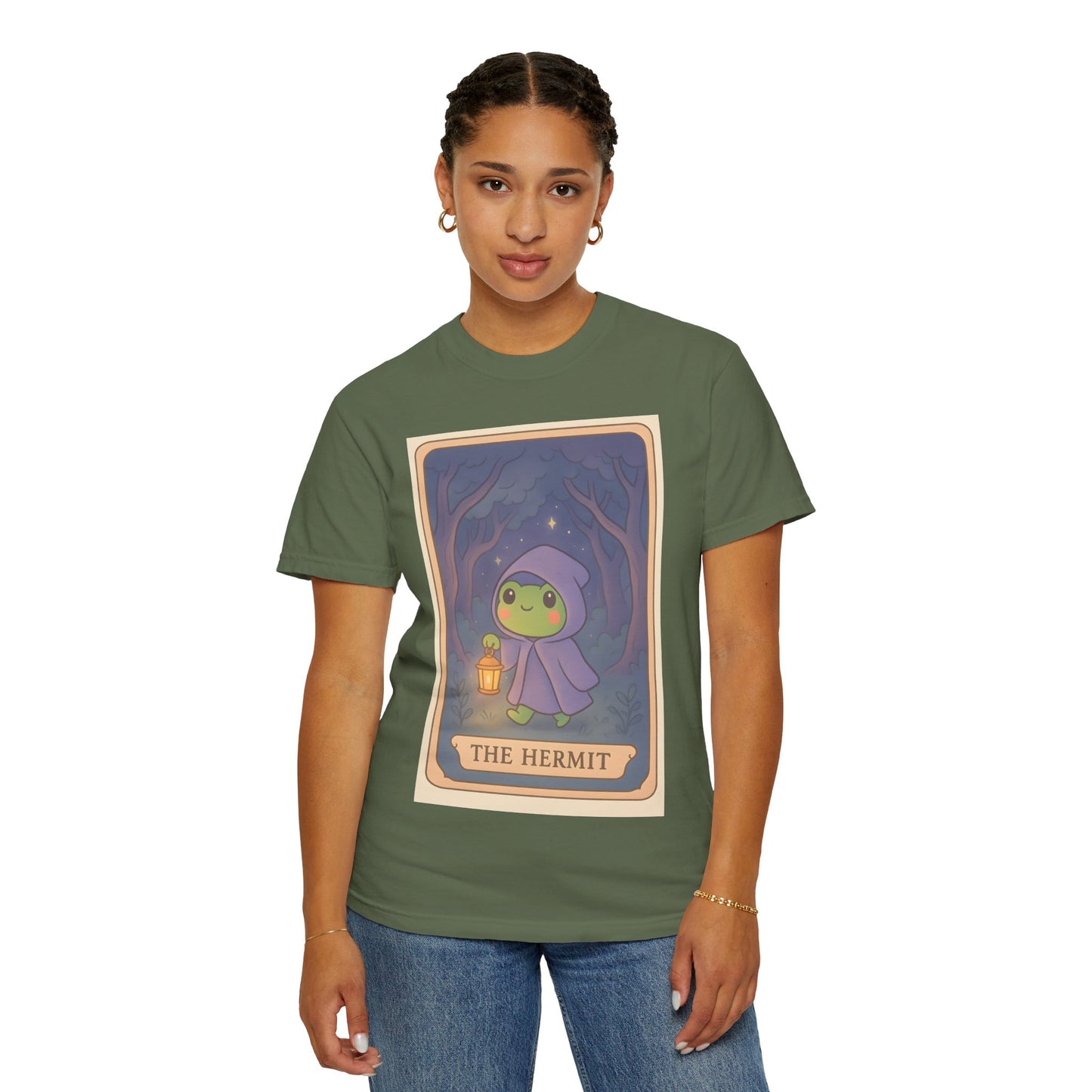 Unisex Garment-Dyed T-Shirt | Adorable Graphic T-shirt | Tarotoads! - “The Hermit"
