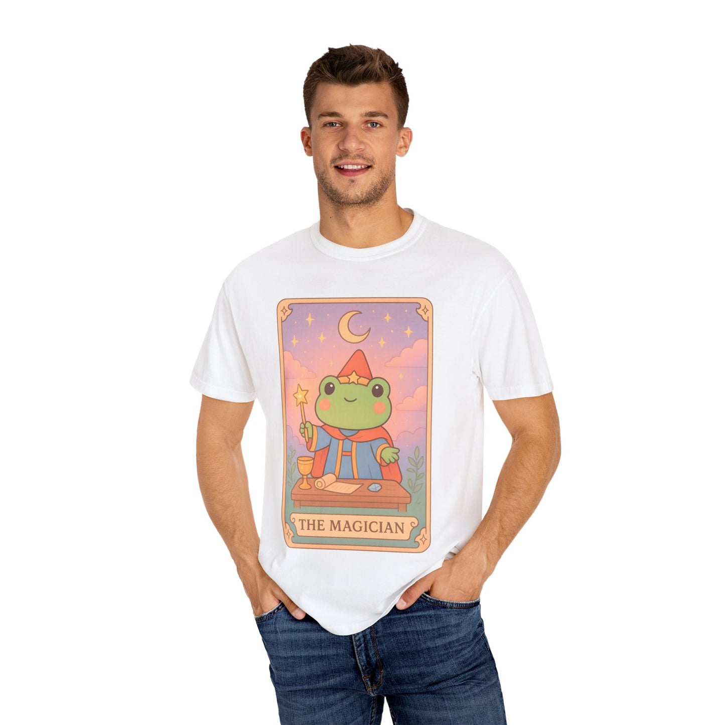 Unisex Garment-Dyed T-Shirt | Adorable Graphic T-shirt | Tarotoads! - “The Magician"