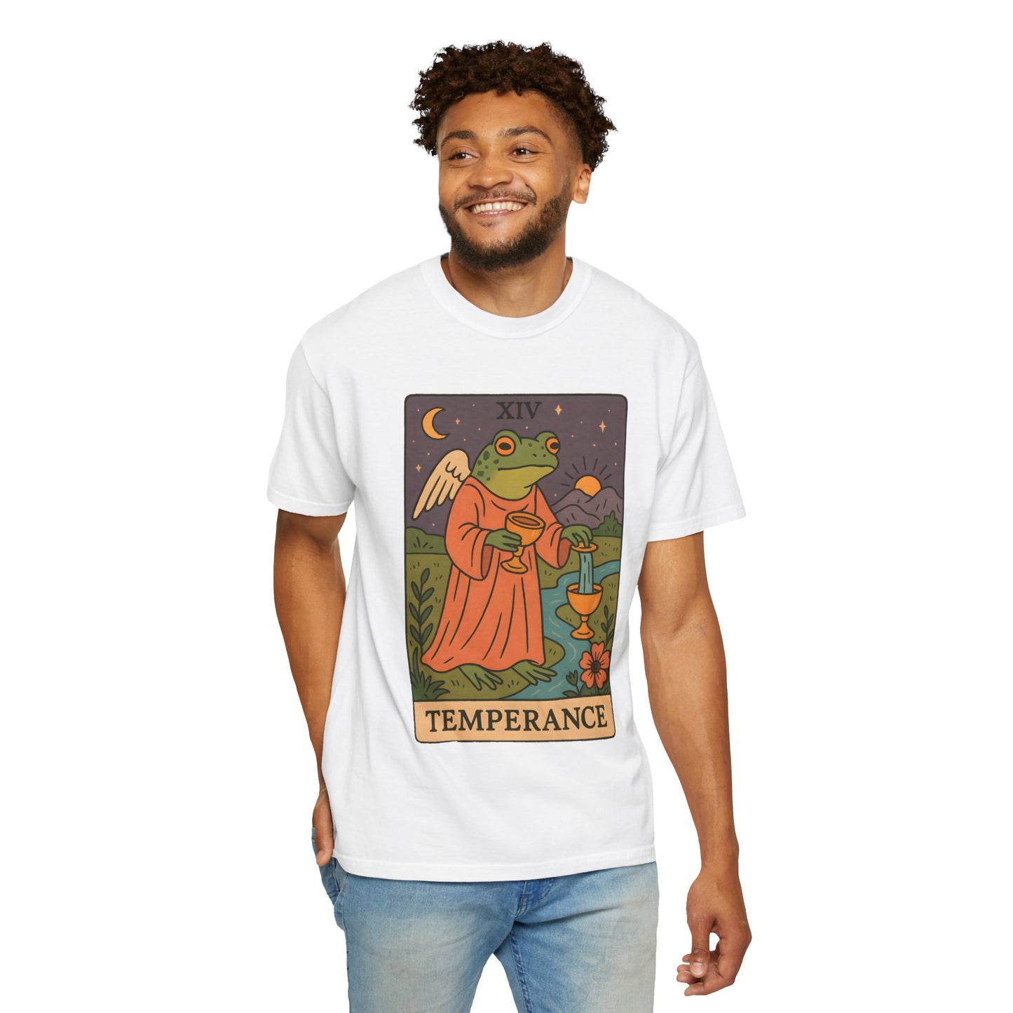 Frog Temperance T-Shirt | Unisex Vintage Style Tee for Nature Lovers, Tarot Fans, Eco-Friendly Gift, Bohemian Apparel, Casual Wear