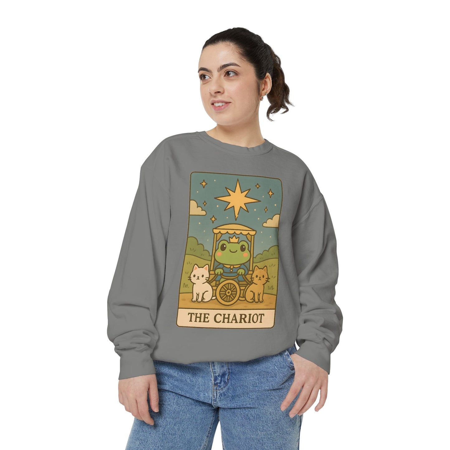Cozy Tarotoads "The Chariot" Unisex Sweatshirt | Astrology Apparel, Perfect for Halloween, Gift for Friends Family, Great For Frog and Tarot Lovers, Great For Cold Weather