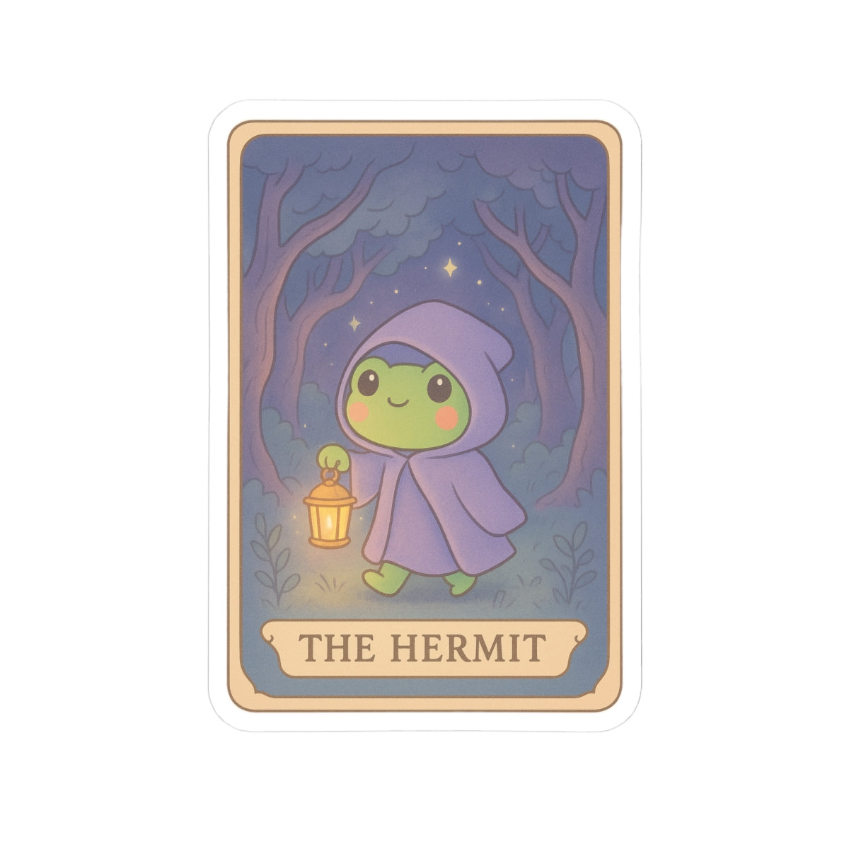Cute Tarotoads! "The Hermit" Kiss-Cut Sticker | Aesthetic Planner Stickers, Scrapbooking Supplies, Laptop Decals, Gifts for Spirituality