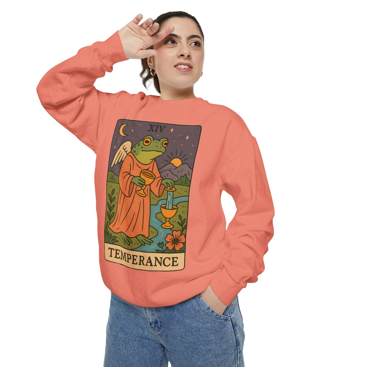 Cozy Tarotoads "Temperance" Unisex Sweatshirt | Adorable Casual Wear, Astrology Apparel, Unique Gift for Tarot Lovers
