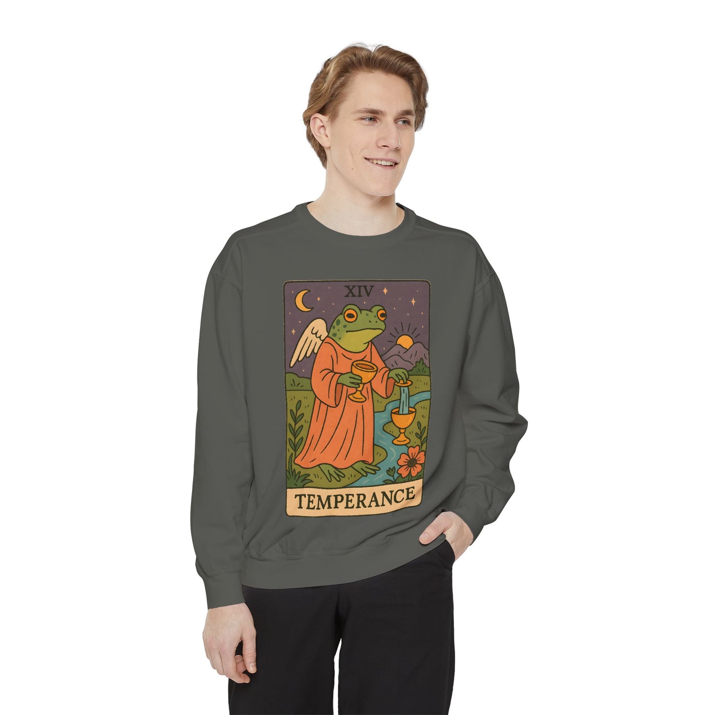 Cozy Tarotoads "Temperance" Unisex Sweatshirt | Adorable Casual Wear, Astrology Apparel, Unique Gift for Tarot Lovers