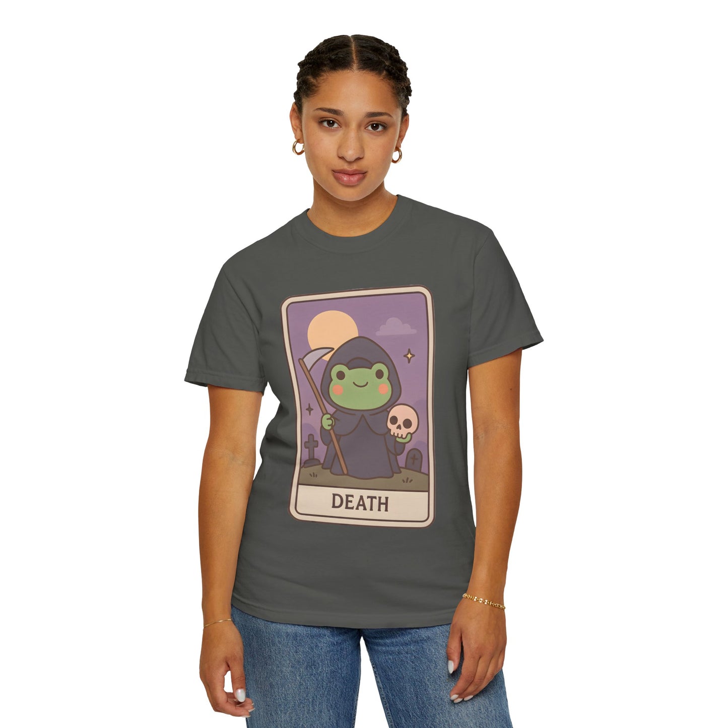 Cute Tarotoads "Death" Unisex T-Shirt | Great for Halloween, Warm And Cozy, Great Gift Idea, Astrology Apparel, Unique Tarot Graphic T-Shirt, Good For Cold Weather