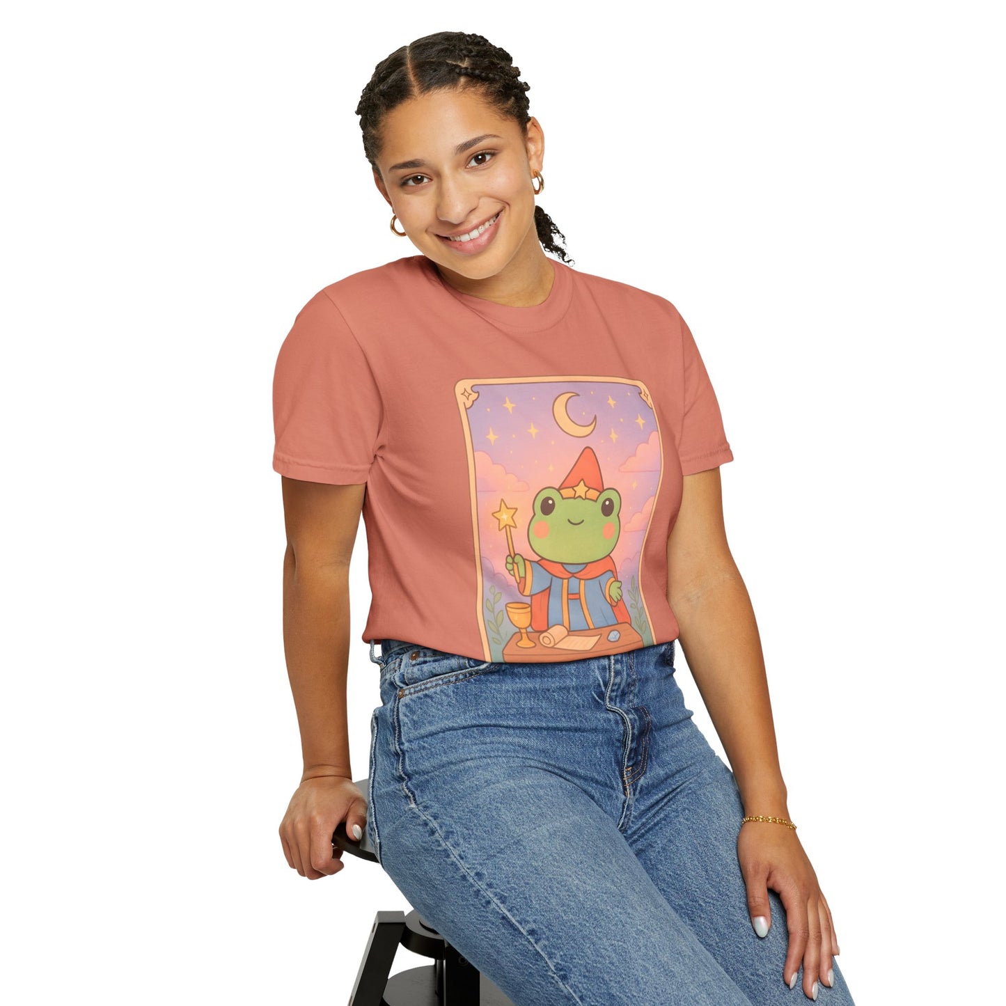Unisex Garment-Dyed T-Shirt | Adorable Graphic T-shirt | Tarotoads! - “The Magician"