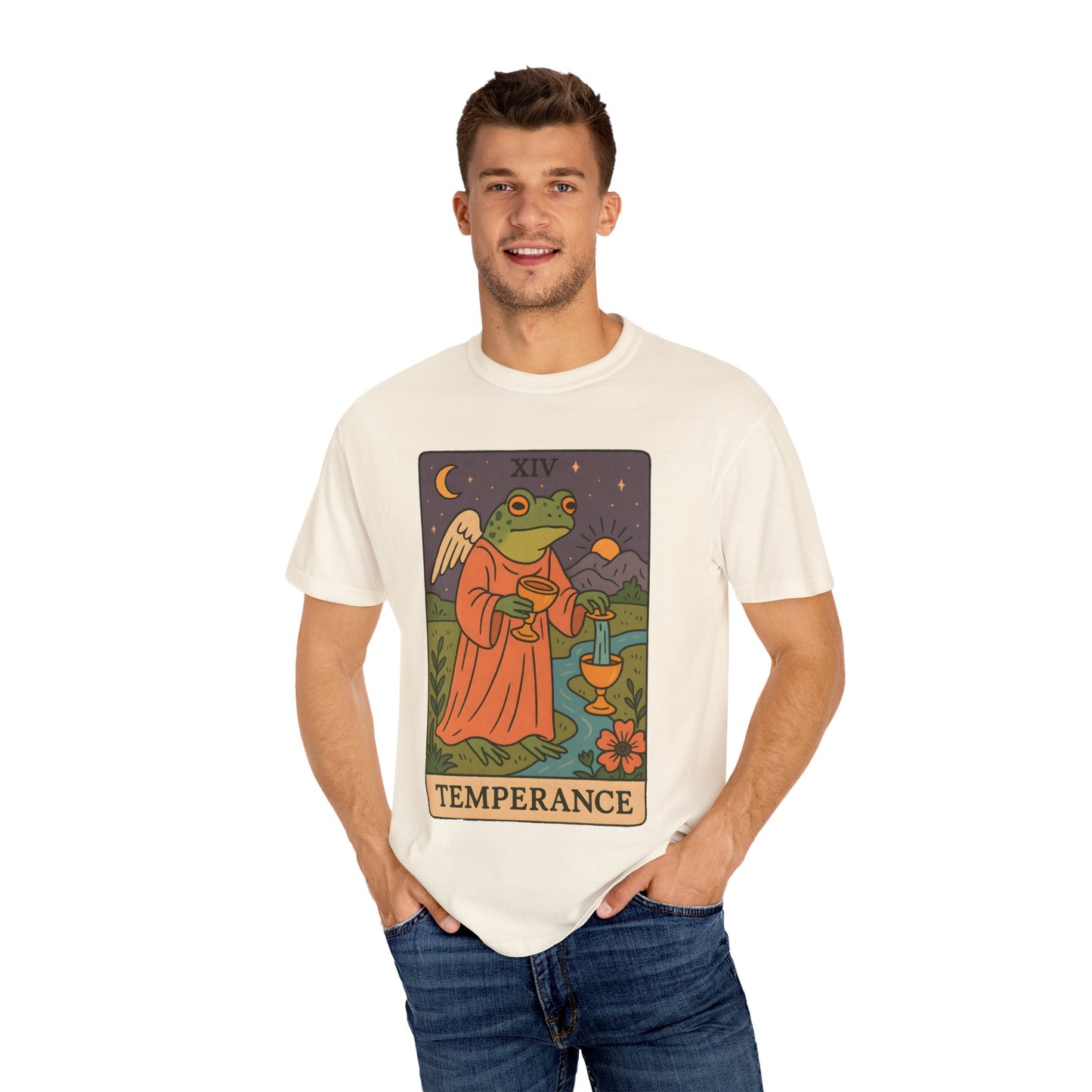 Frog Temperance T-Shirt | Unisex Vintage Style Tee for Nature Lovers, Tarot Fans, Eco-Friendly Gift, Bohemian Apparel, Casual Wear