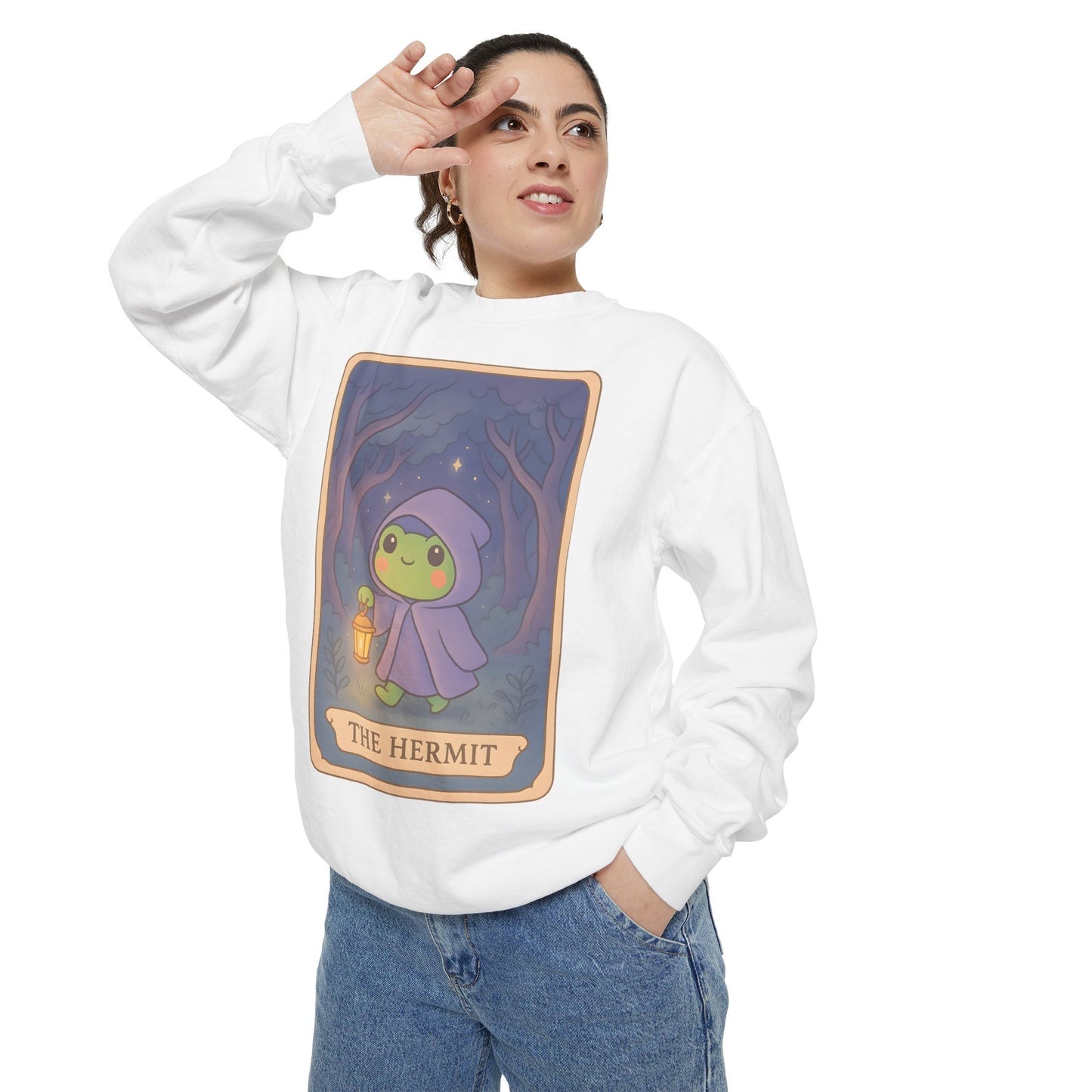 Cozy Tarotoads "The Hermit" Unisex Sweatshirt | Gift for Tarot Lovers, Astrology Apparel, Casual Everyday Wear
