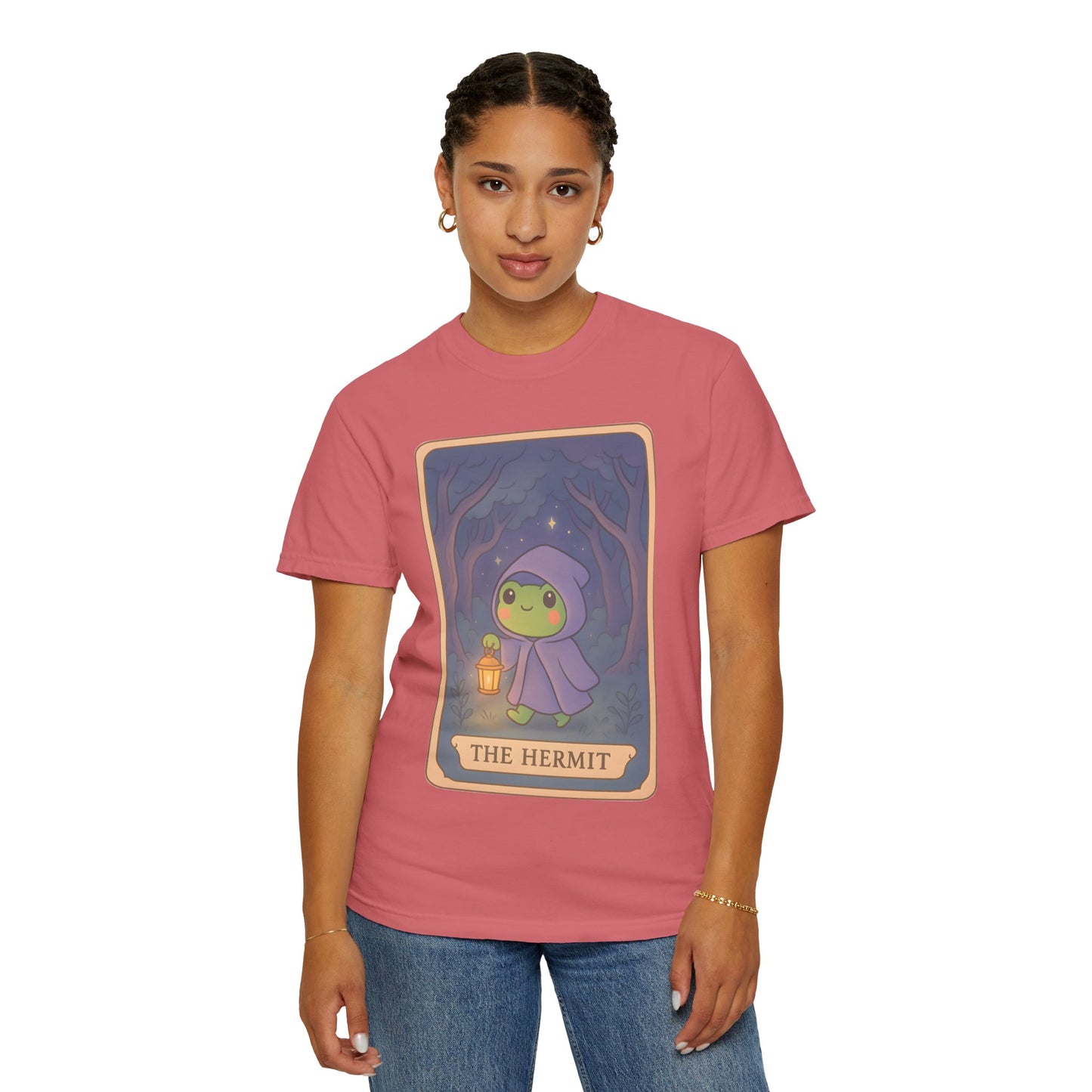 Cute Tarotoads "The Hermit" Unisex T-Shirt | Great for Halloween, Warm And Cozy, Great Gift Idea, Astrology Apparel, Unique Tarot Graphic T-Shirt, Good For Cold Weather
